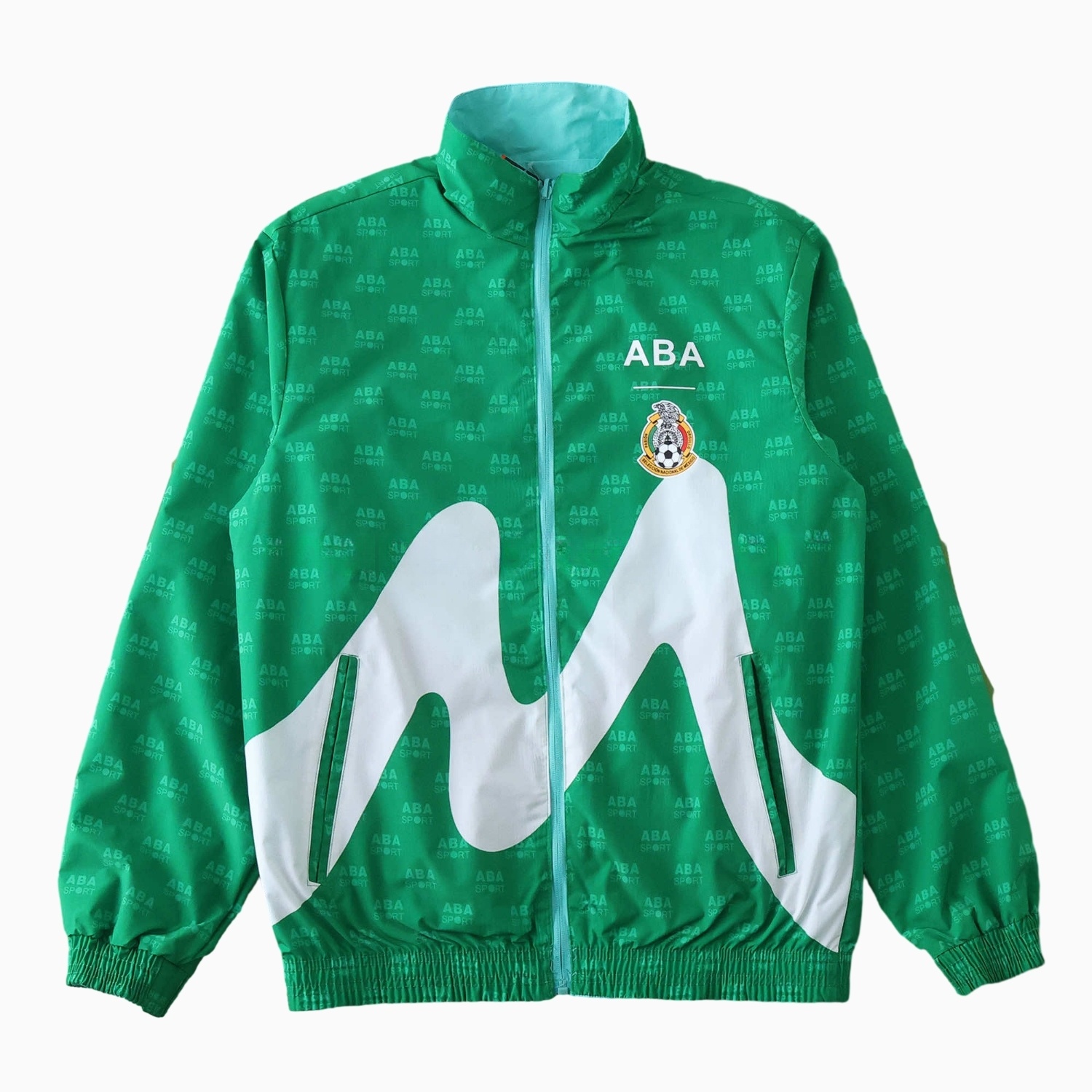 Retro Mexico 1995 Retro Style Double Sided Reversible Windbreaker - Green & Blue - JerseysGala