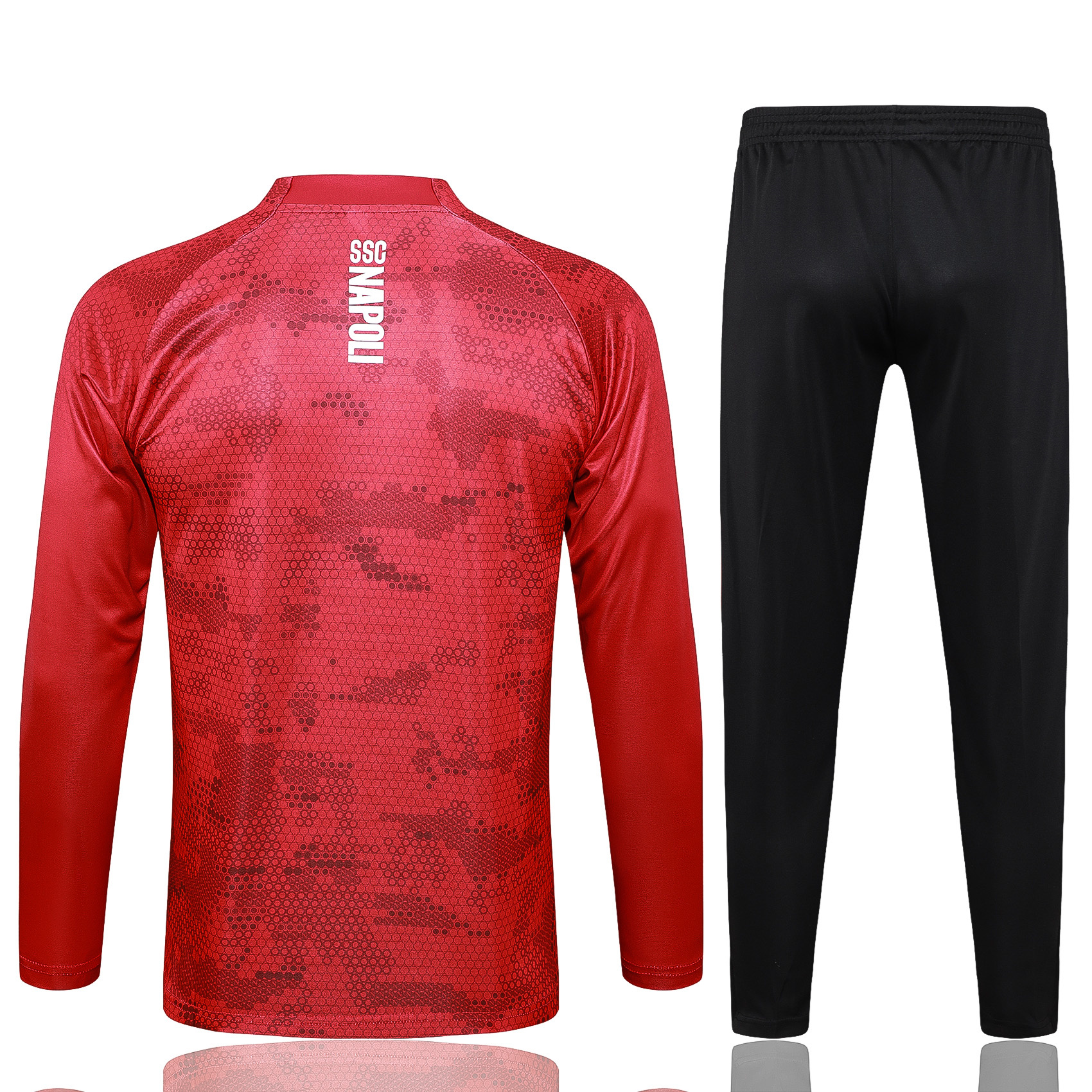 Napoli 24-25 Long Sleeve Training Set - Red Top and Black Pants - JerseysGala
