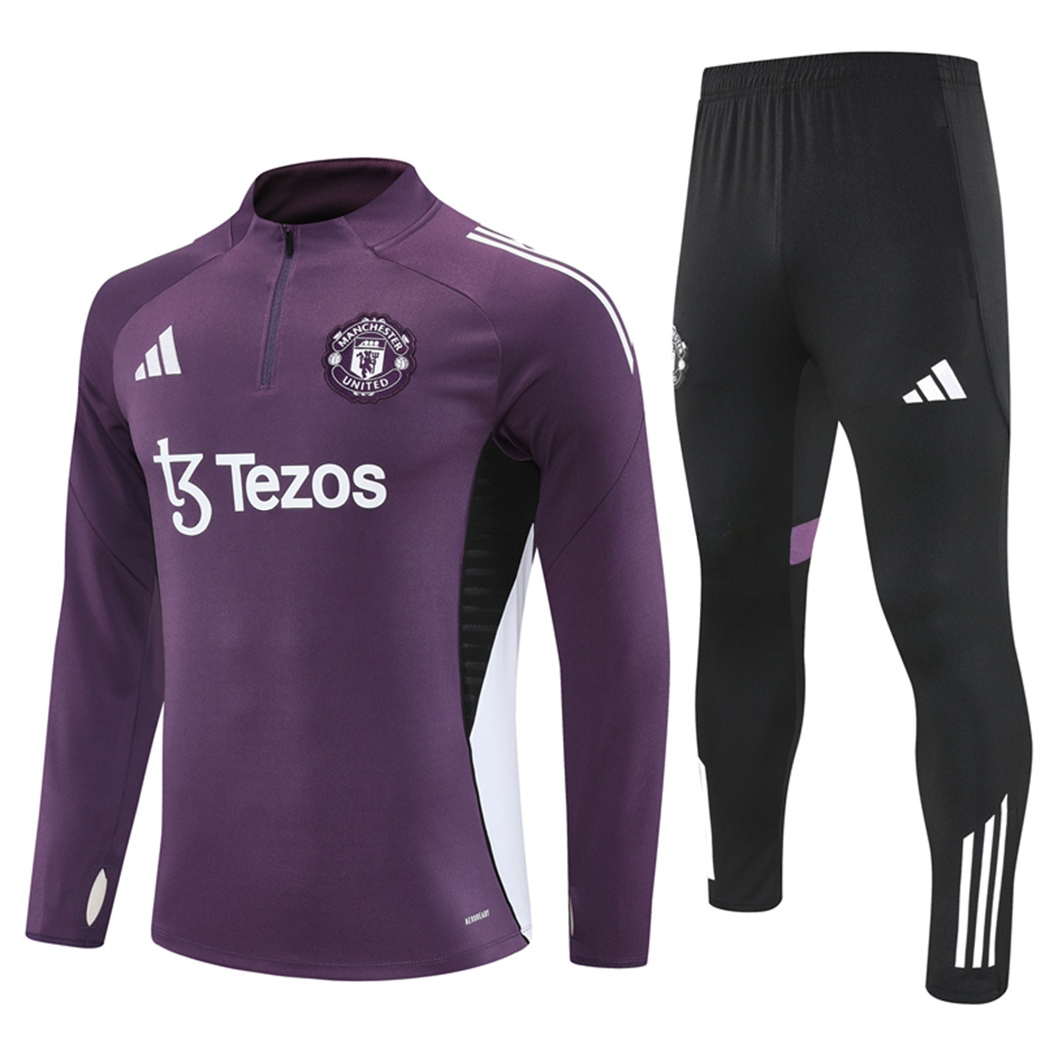 Manchester United 25-26 Long Sleeves Training Set - Purple Top & Black Pants - JerseysGala