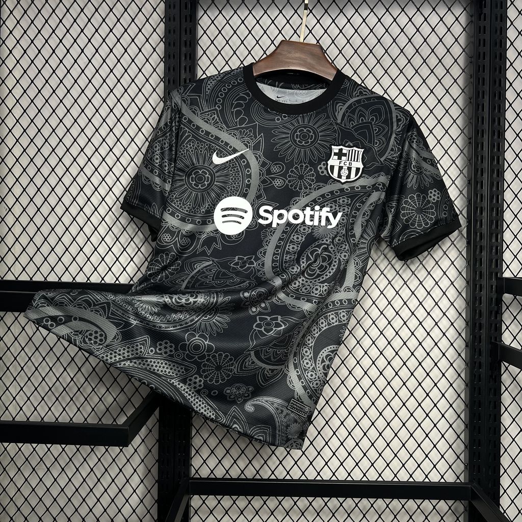 Barcelona 24-25 Black Grey Pattern Jersey - Fans Version - JerseysGala