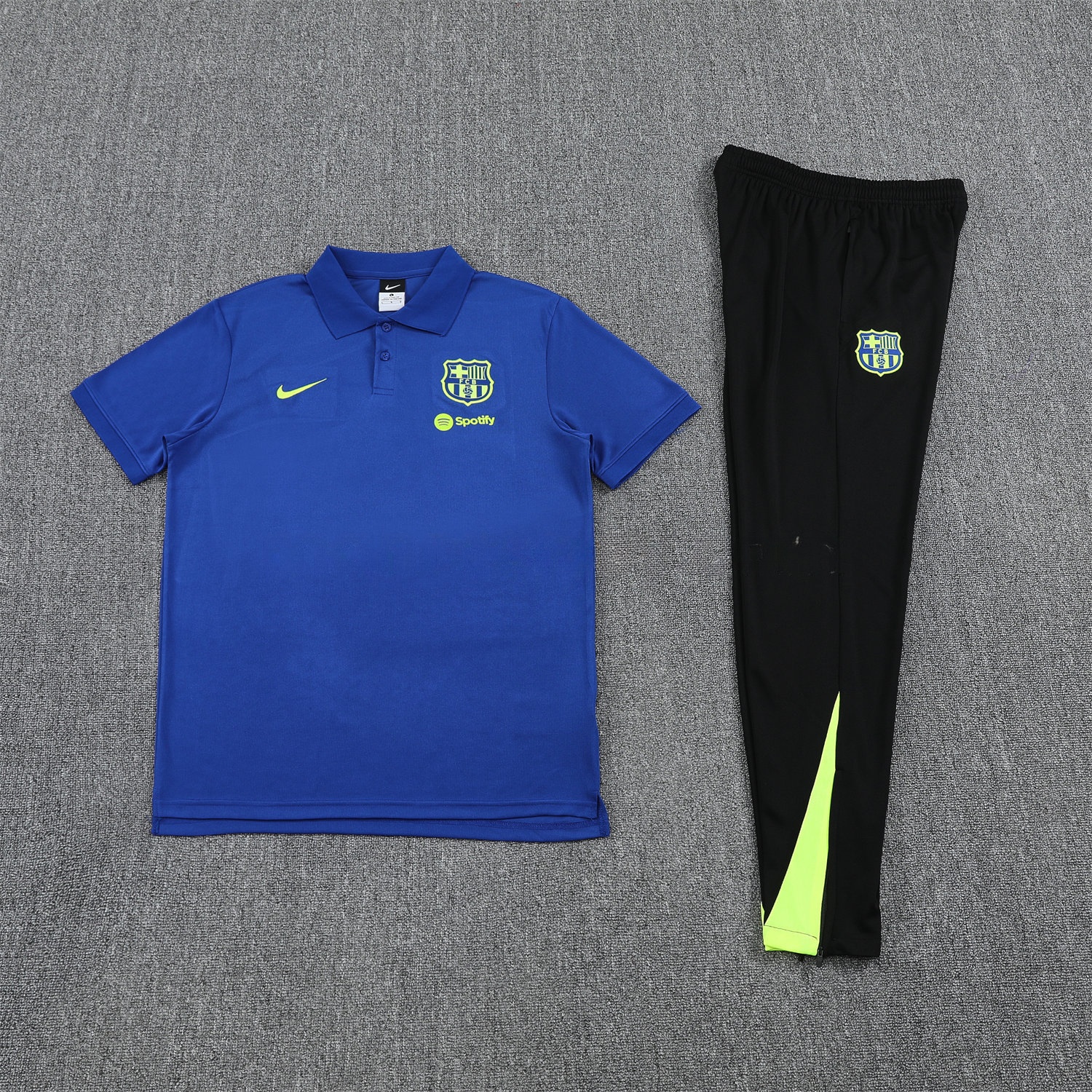 Barcelona 25-26 POLO Short-Sleeve Training Set - Blue Top and Black Pants - JerseysGala