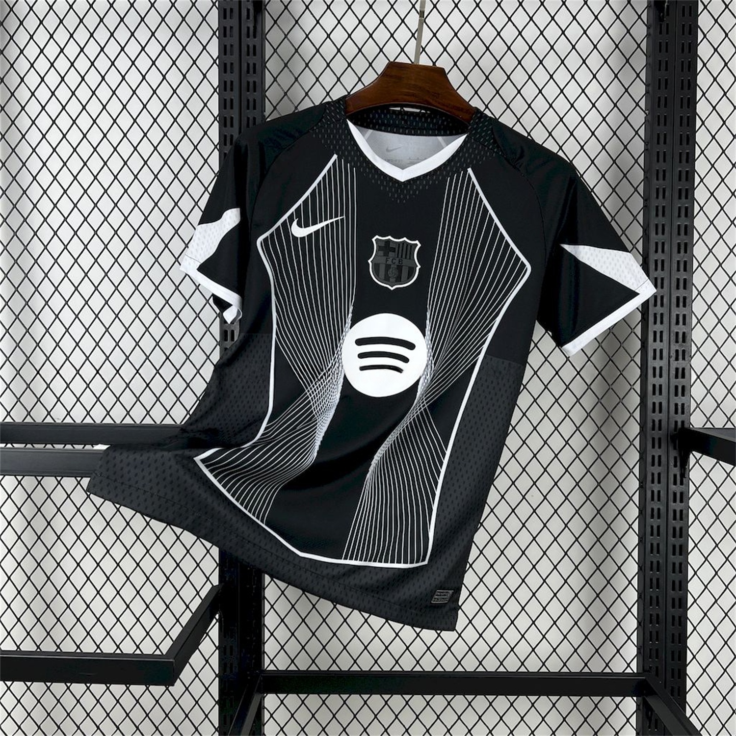 B.A.R.S.A 25-26 T90 White Lines Black Jersey - Fans Version - JerseysGala