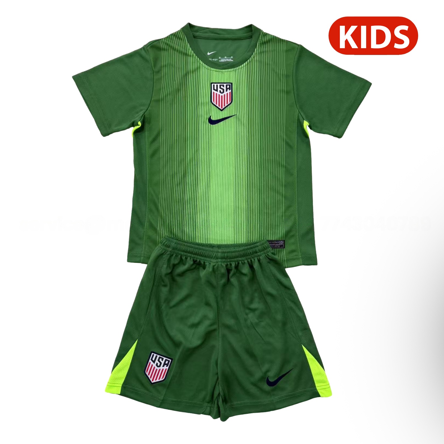 United States USA 25-26 Green Goalkeeper Kids Kit - JerseysGala