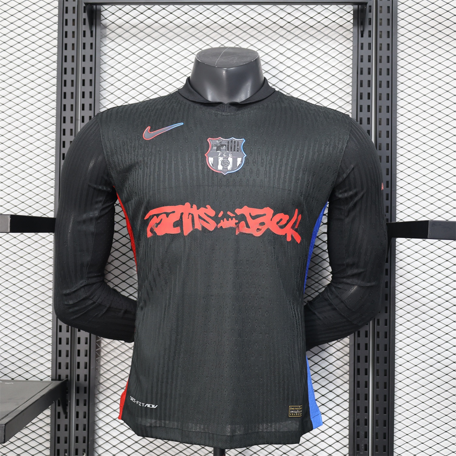 Barcelona x Travis Scott 24-25 Away Black Long Sleeves Jersey - Player Version - JerseysGala