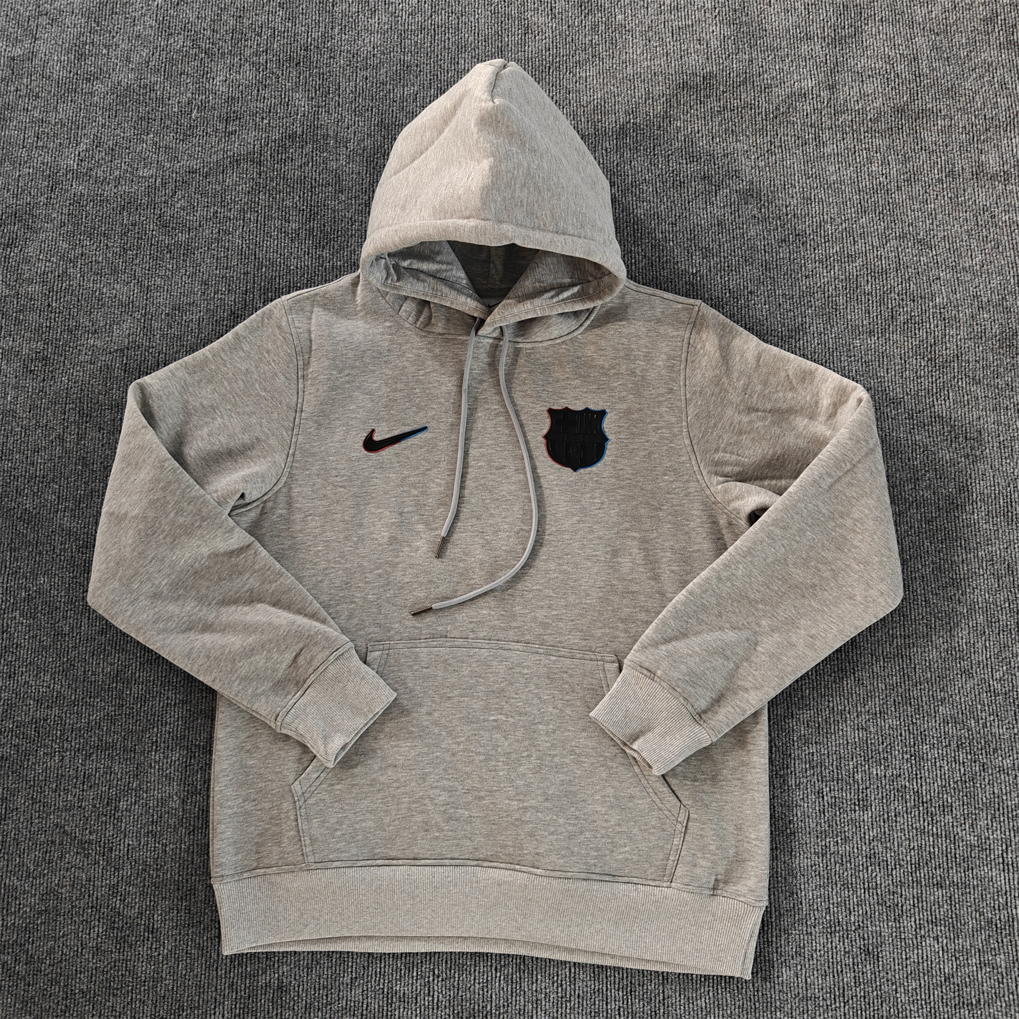 Barcelona 24-25 Black Team Badge Hoodie - Grey - JerseysGala