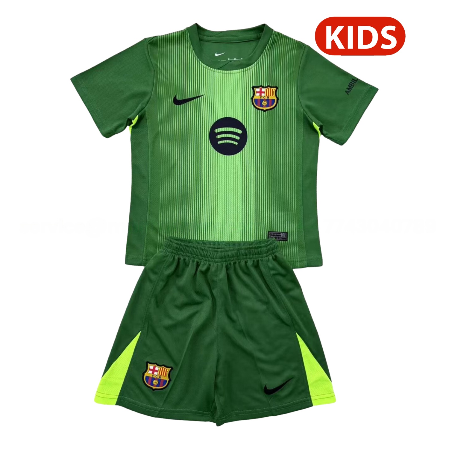 Barcelona 25-26 Goalkeeper Green Kids Kit - JerseysGala