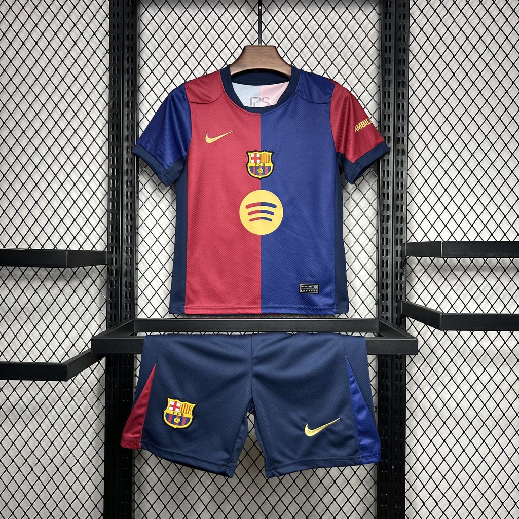Barcelona 24-25 Home Stadium Kids Kit with Big Logo - JerseysGala