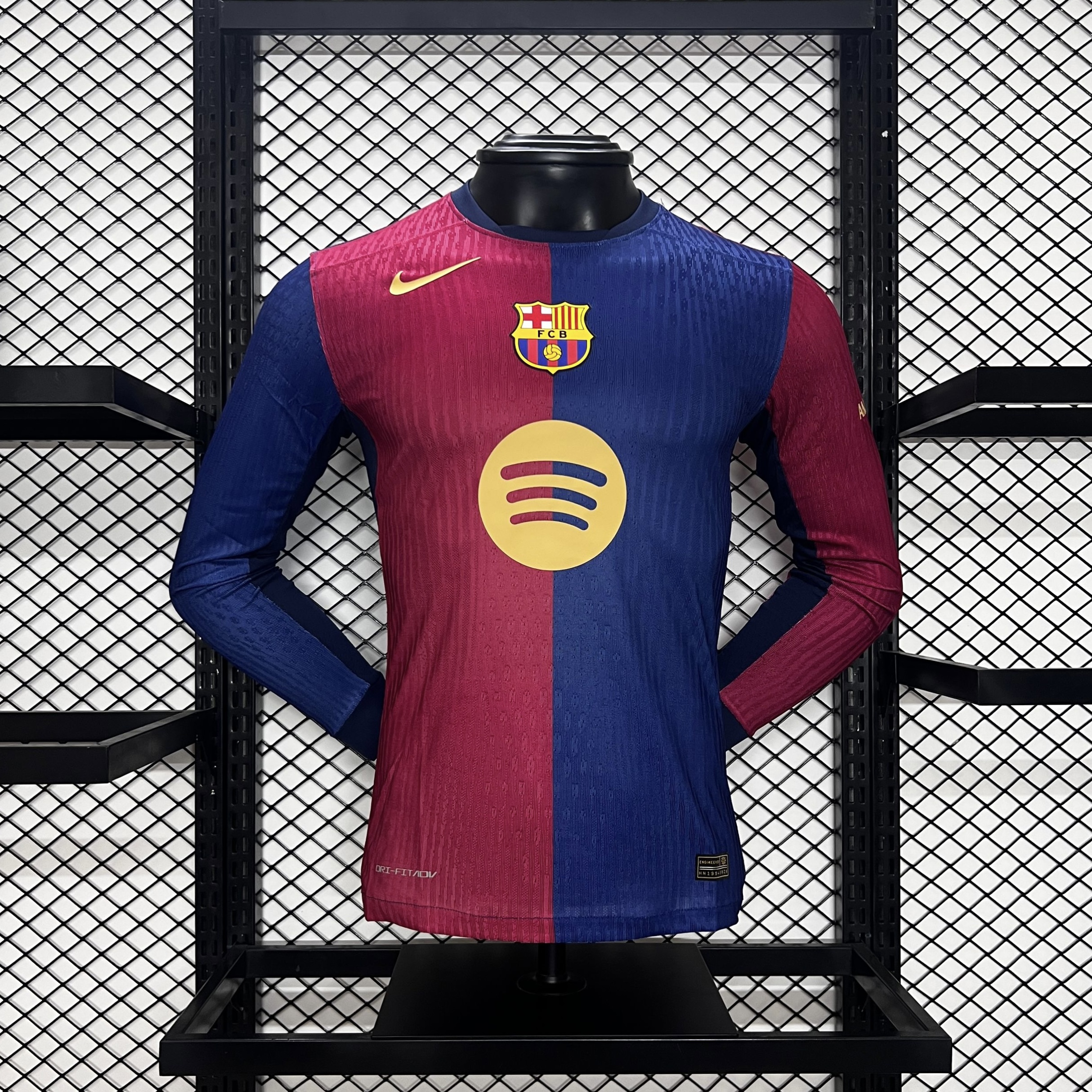Barcelona 24-25 Home Long Sleeve Jersey with Big Logo - Player Version - JerseysGala