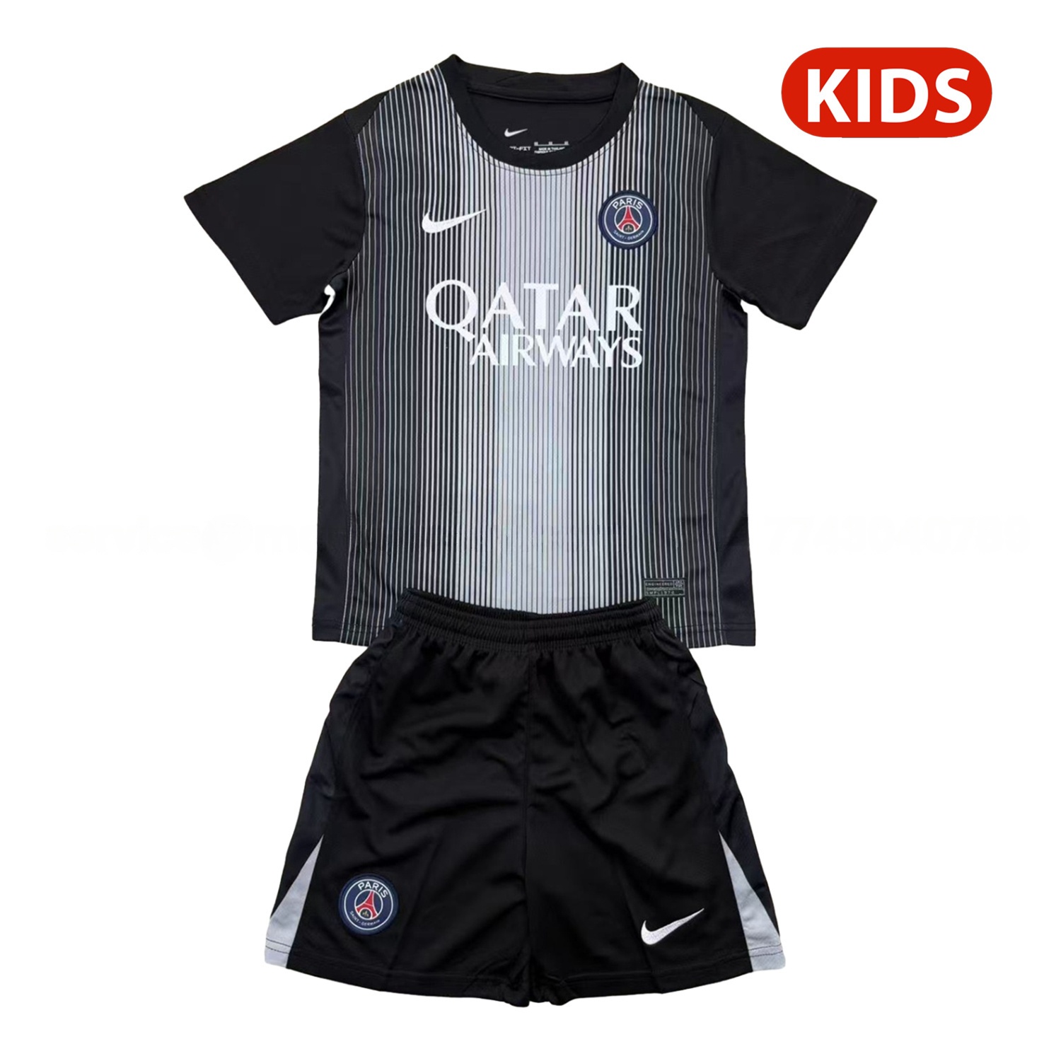 Paris Saint-Germain PSG 25-26 Black Goalkeeper Kids Kit - JerseysGala