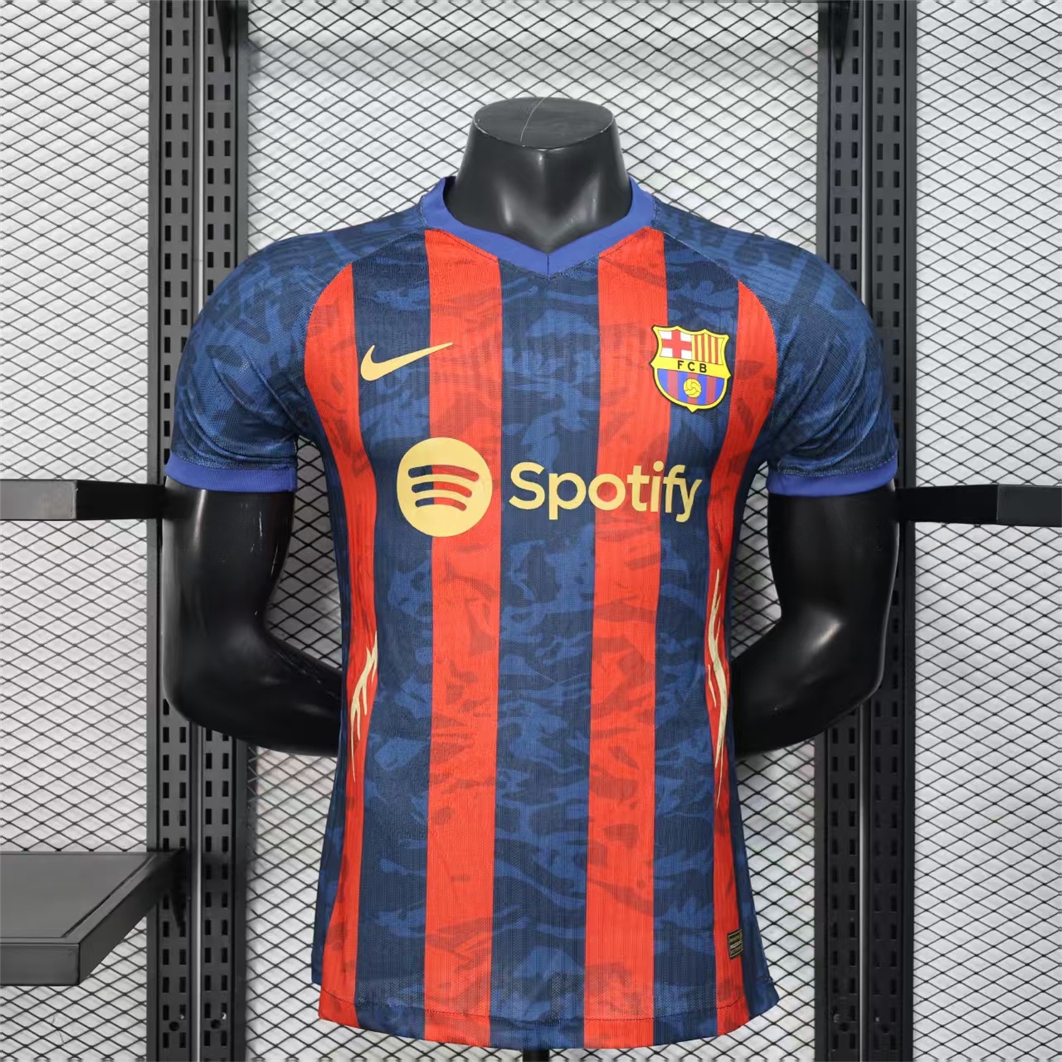 B.A.R.S.A 25-26 Yellow Spotify Logo Red & Blue Lines Special Jersey - Player Version - JerseysGala