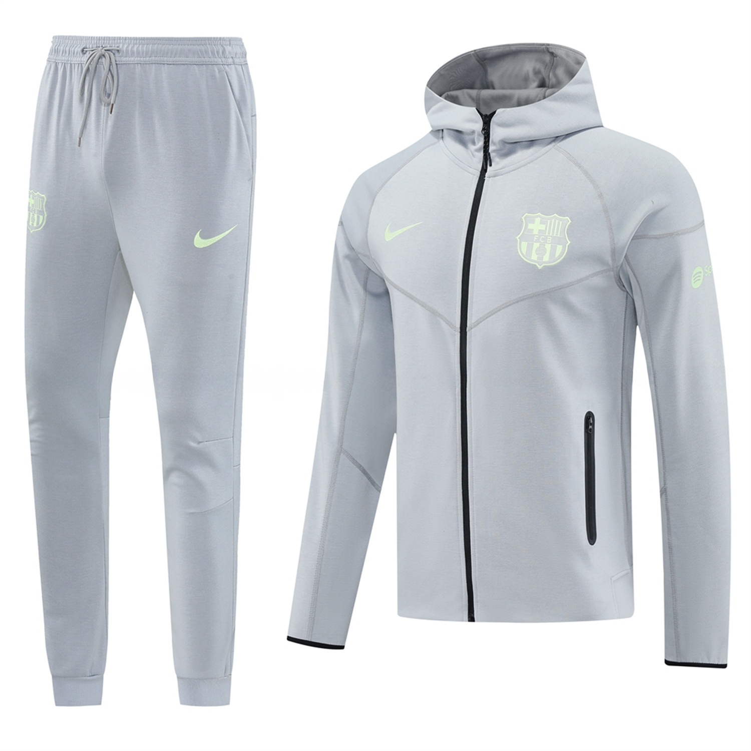 Barcelona 25-26 Hooded Jacket Training Tracksuit - Grey Jackets & Pants - JerseysGala