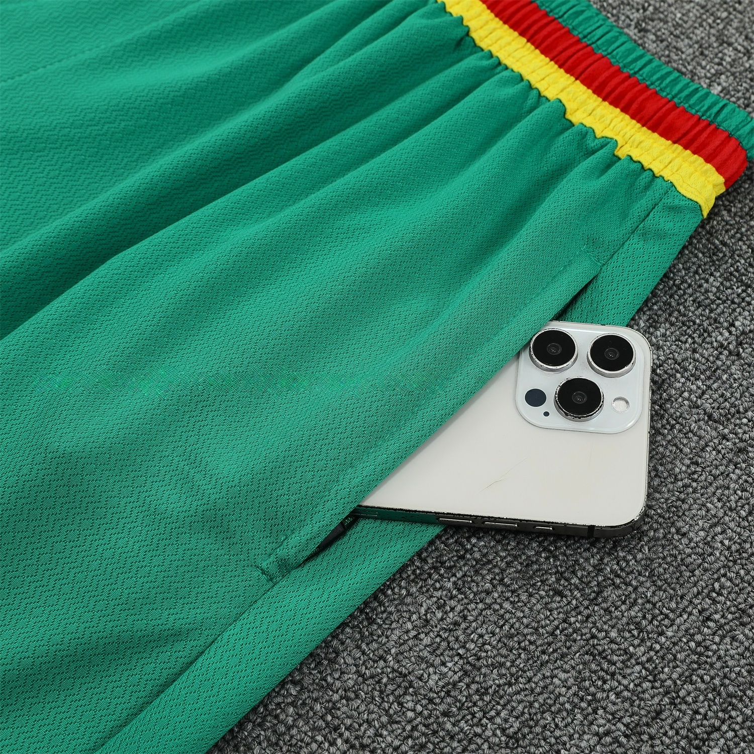 Cameroon 25-26 Short-Sleeve Training Set - White Top and Green Shorts - JerseysGala