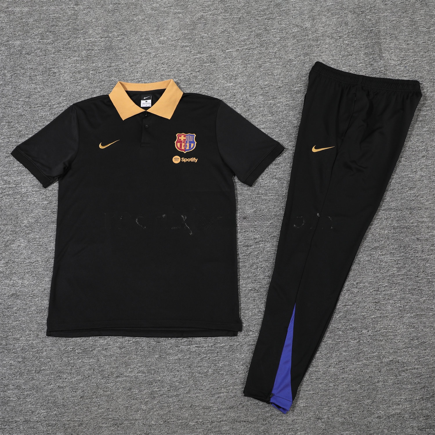 Barcelona 25-26 POLO Short-Sleeve Training Set - Black Top and Pants - JerseysGala