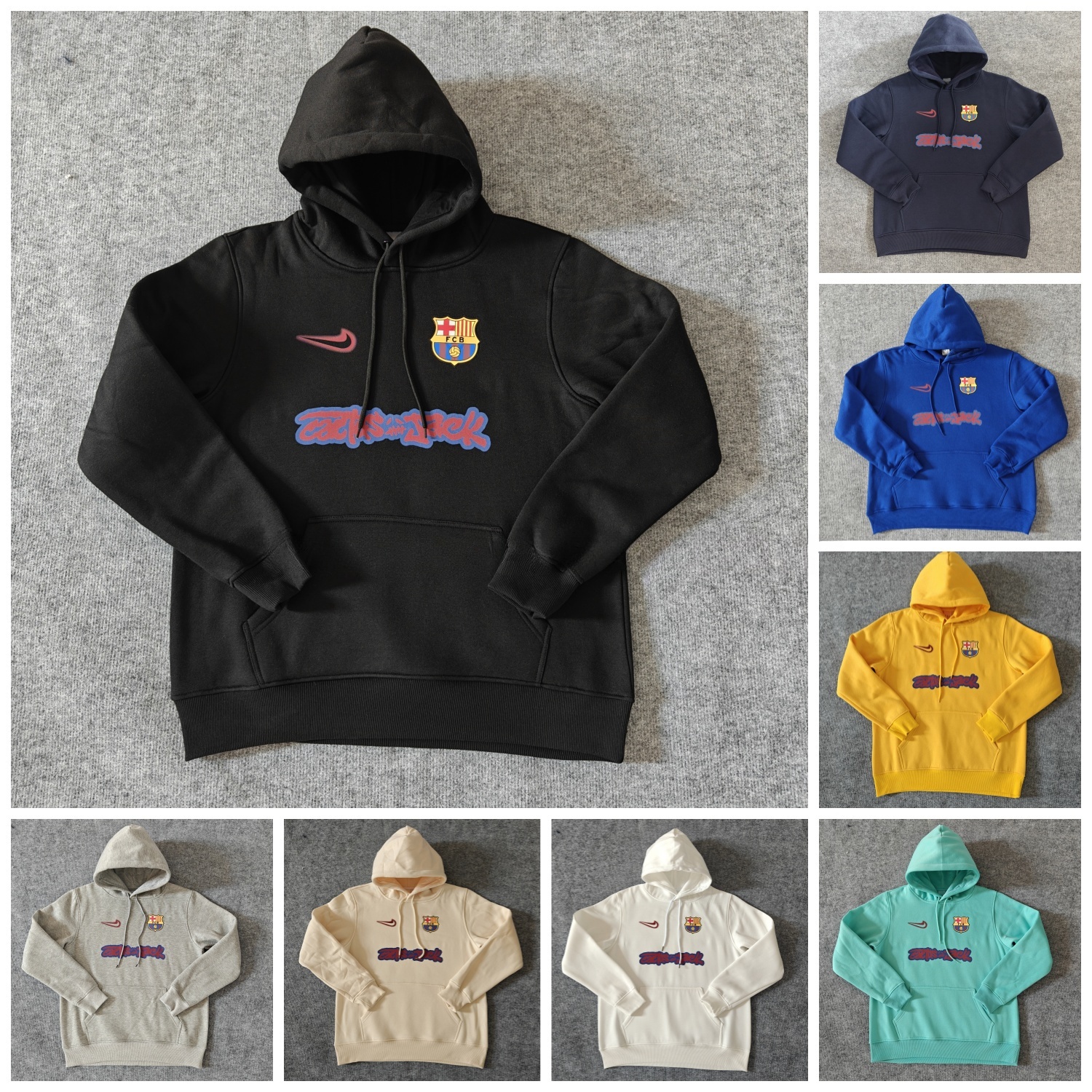 Barcelona x Travis Scott Team Logo On Both Sides Unisex Pullover Hoodie - JerseysGala