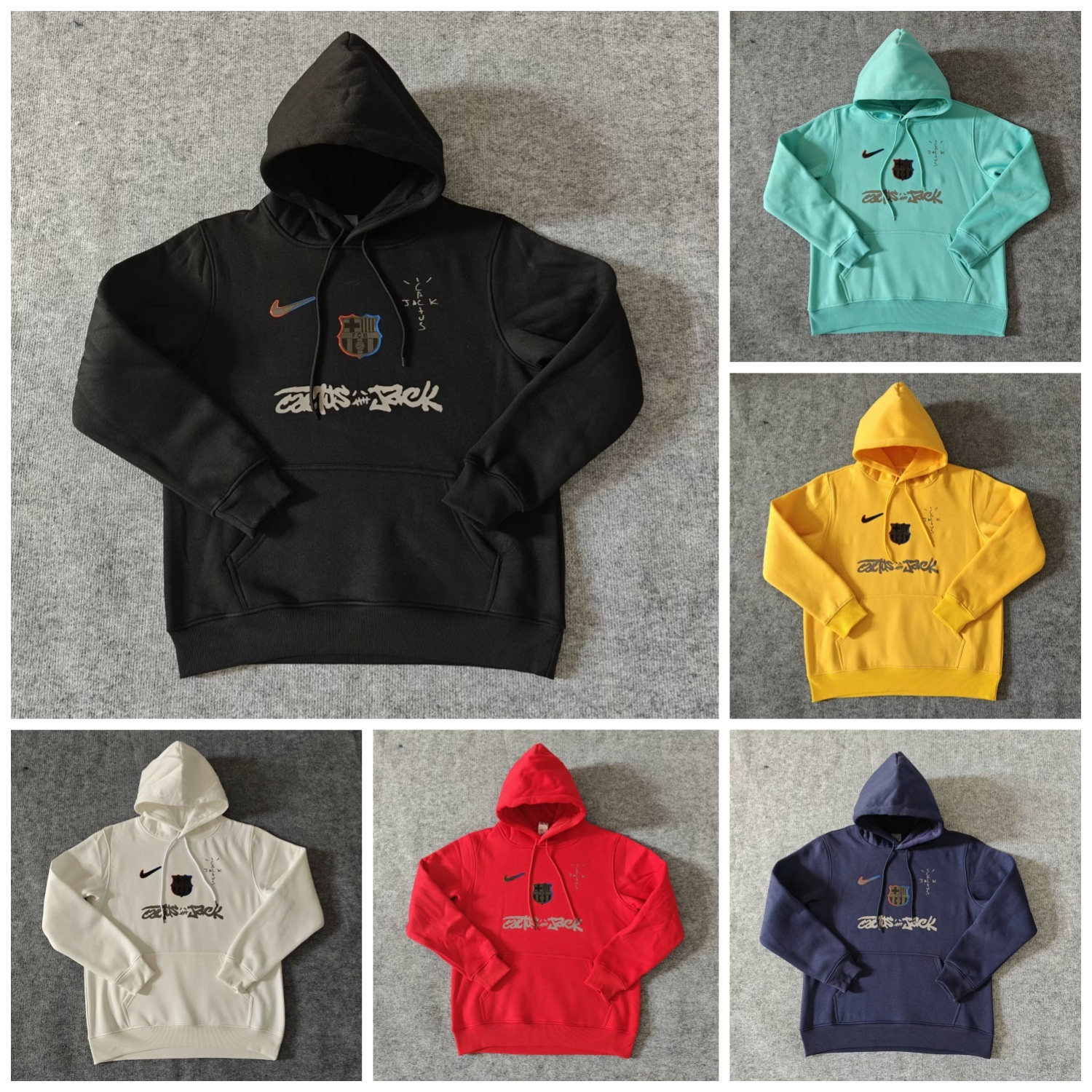 Barcelona x Travis Scott Team Logo Centered Unisex Pullover Hoodie - JerseysGala