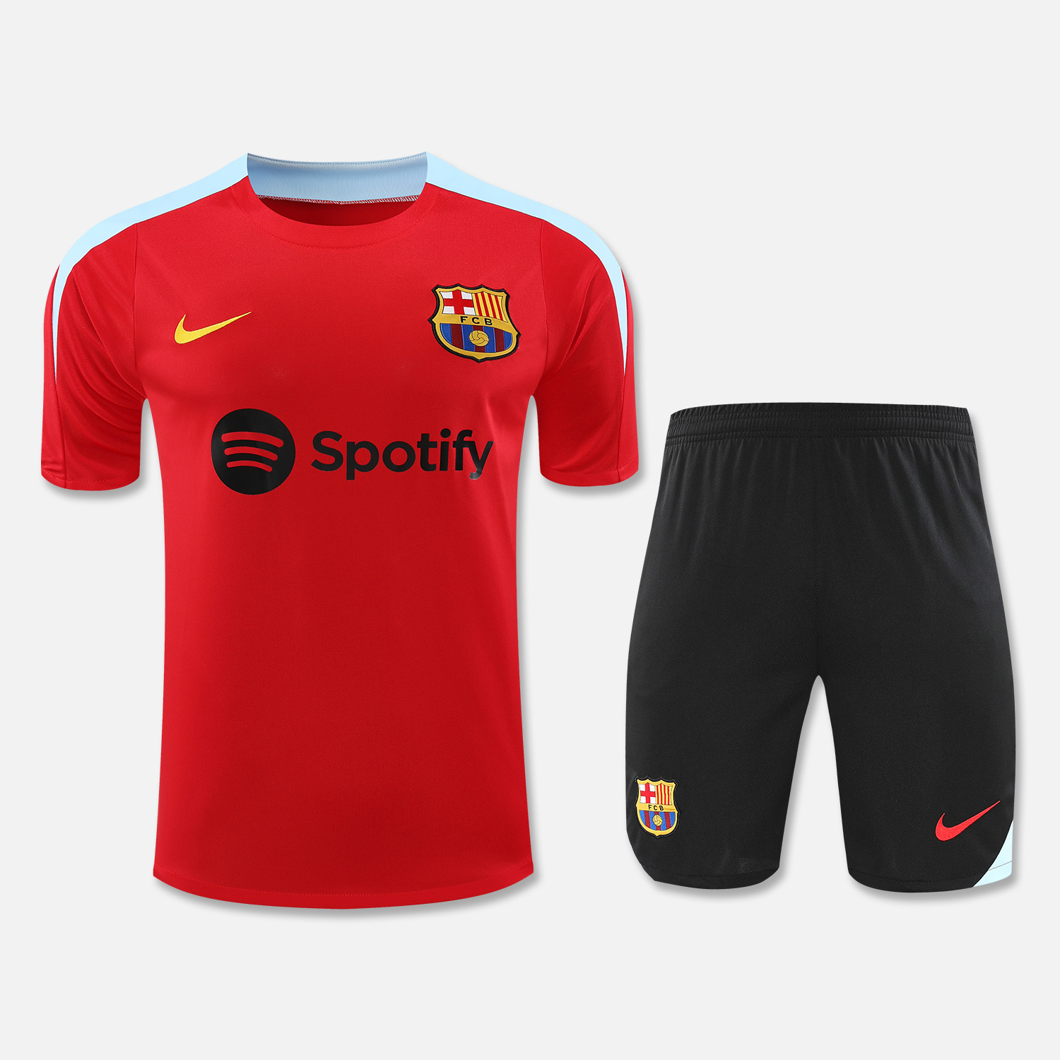 Barcelona 24-25 Short-Sleeve Training Set - Red Top & Black Shorts - JerseysGala