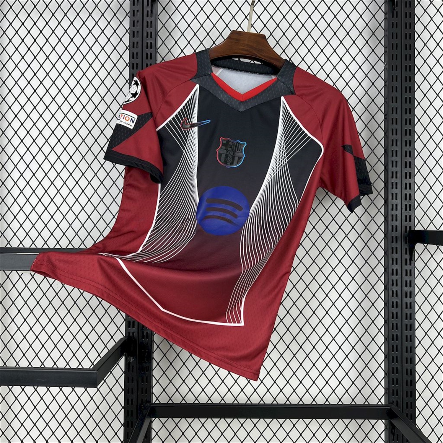 Barcelona 25-26 T90 Red Black Gradient and White Lines Special Jersey - Fans Version - JerseysGala
