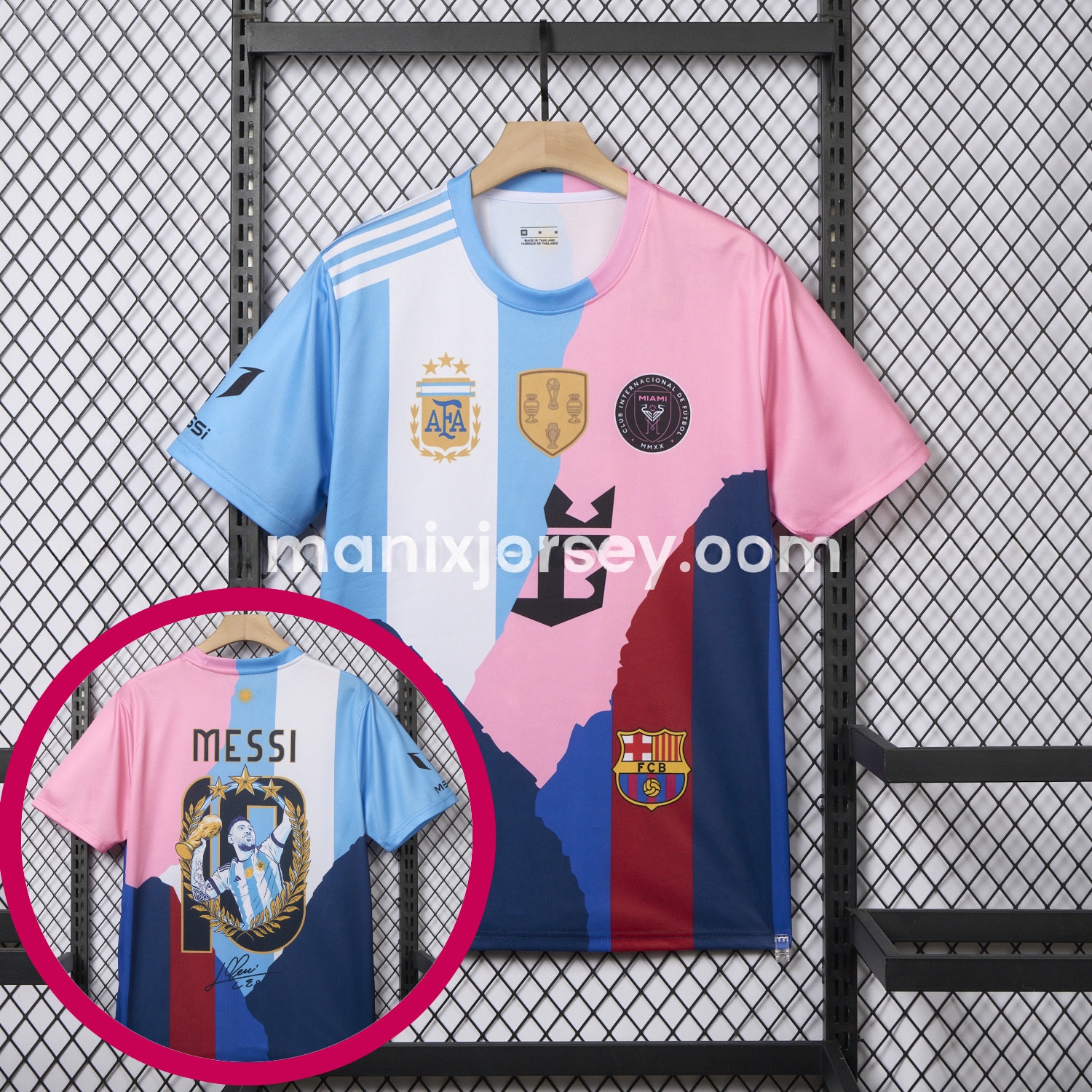 Messi Career Commemorative Jersey - Fans Version - Argentina INT M.A.M Barcelona - with 10 Special Font - JerseysGala