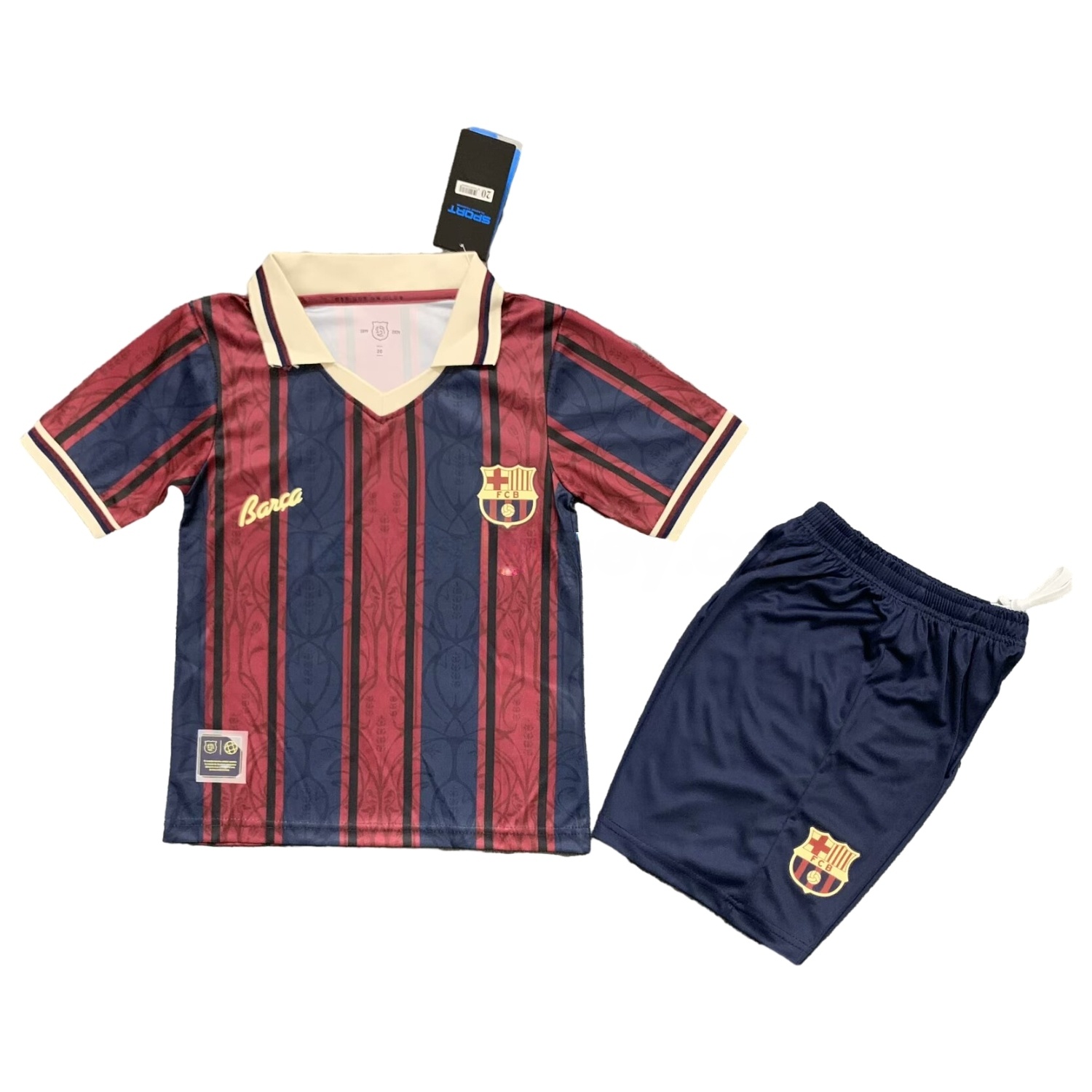 Barcelona 25-26 125th Anniversary Throwback Kids Kit - JerseysGala