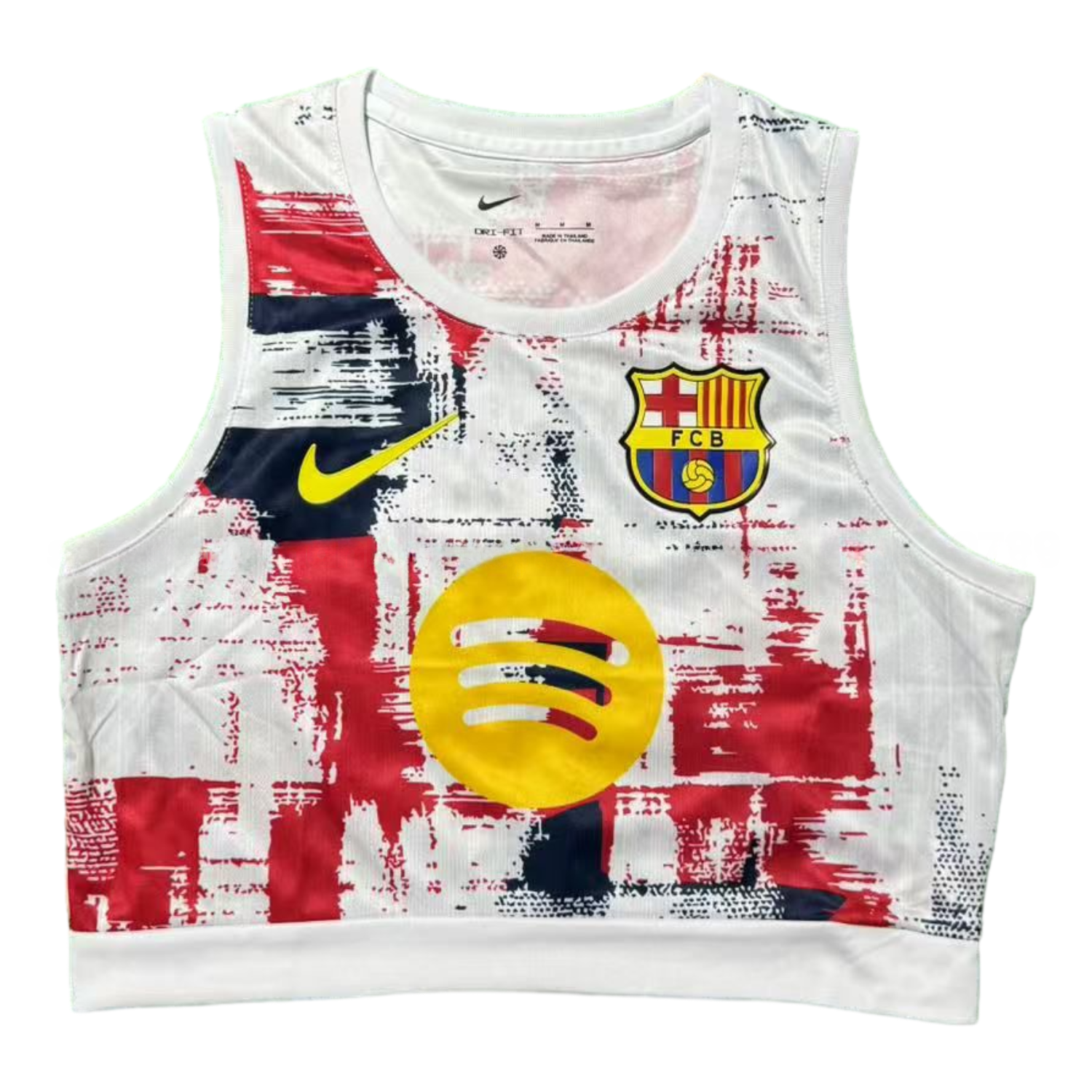 Women's Barcelona 25-26 Yellow Logo White Yoga Vest - JerseysGala