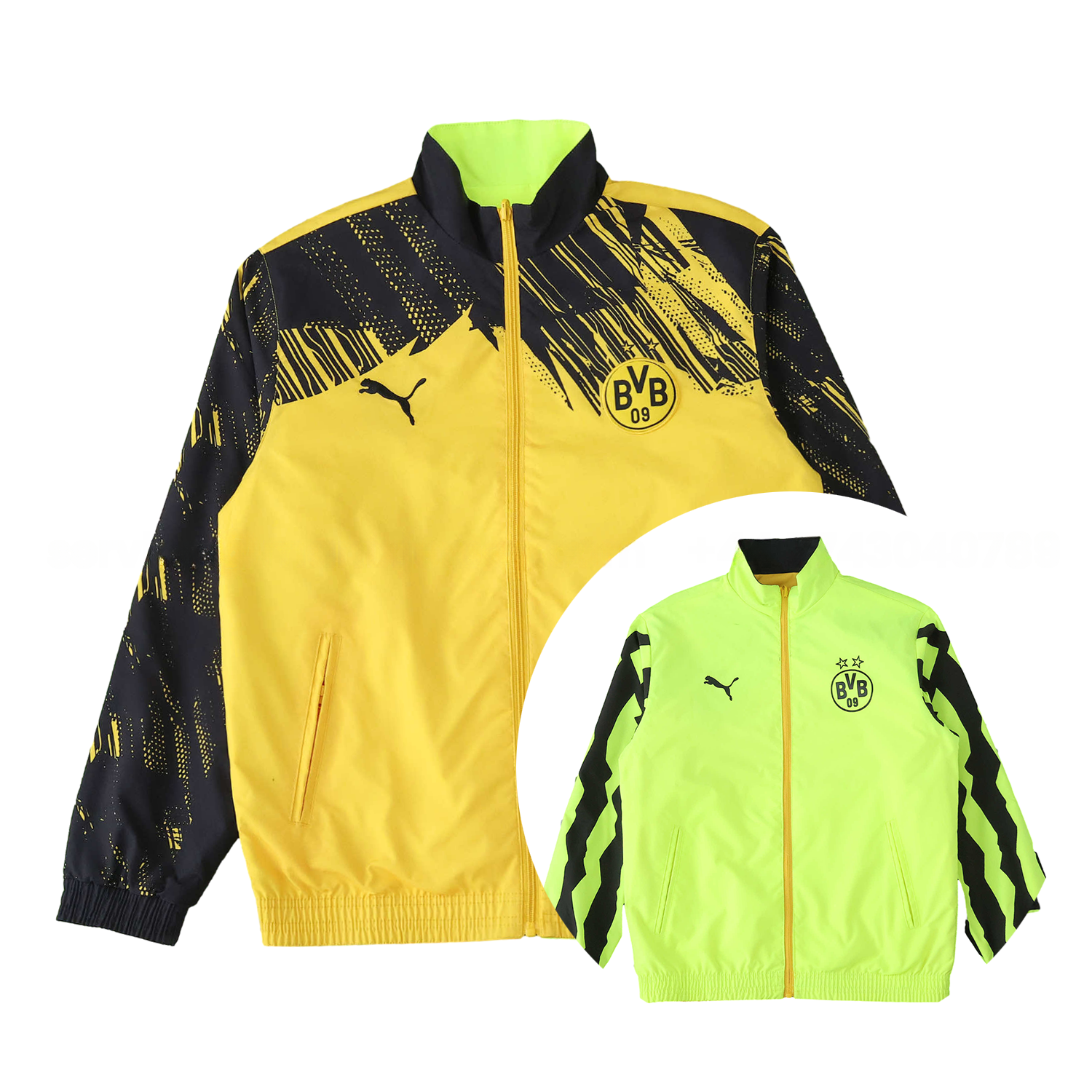 Dortmund 25-26 Double Sided Reversible Windbreaker - Green & Yellow - JerseysGala