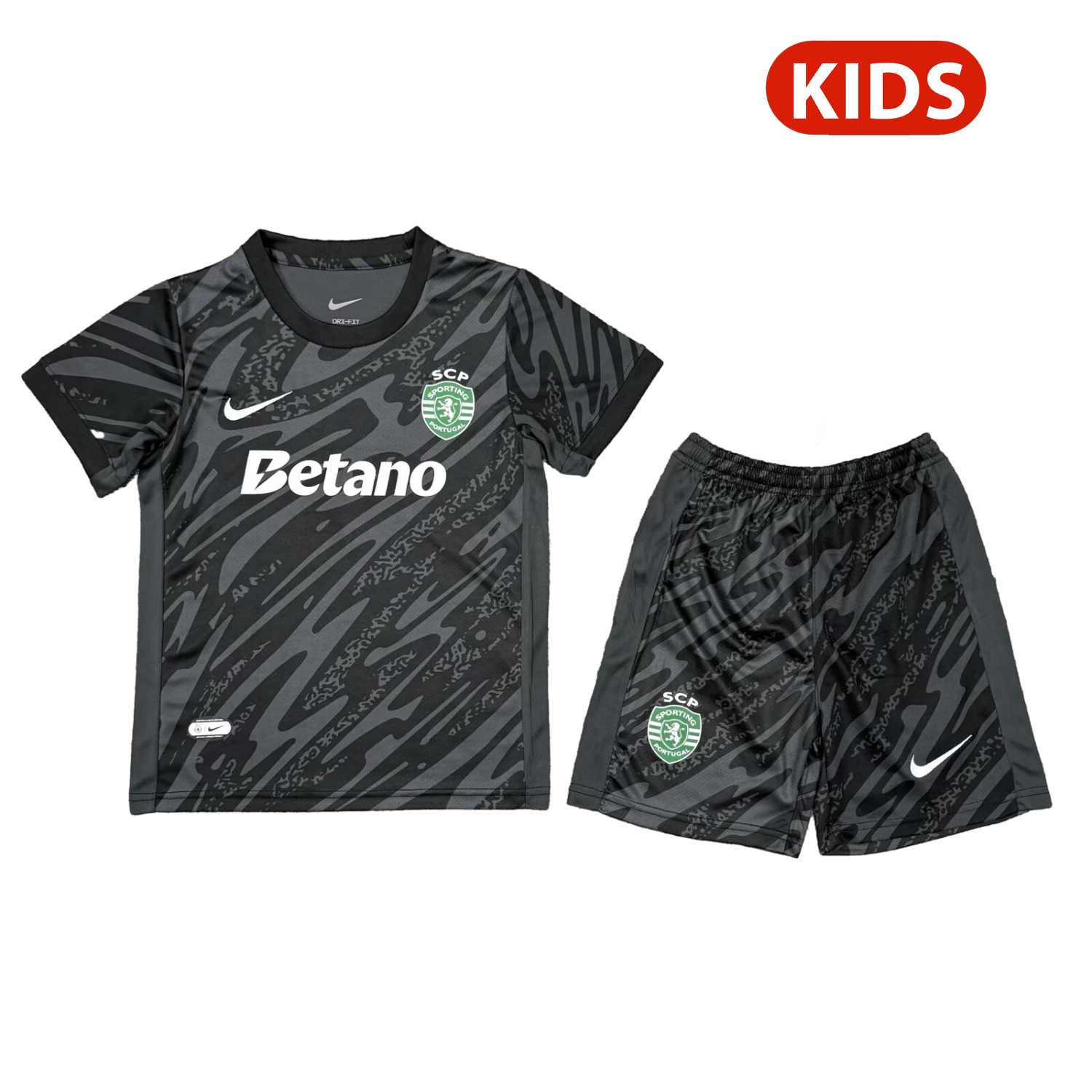 Sporting CP 25-26 Goalkeeper Black Kids Kit - JerseysGala