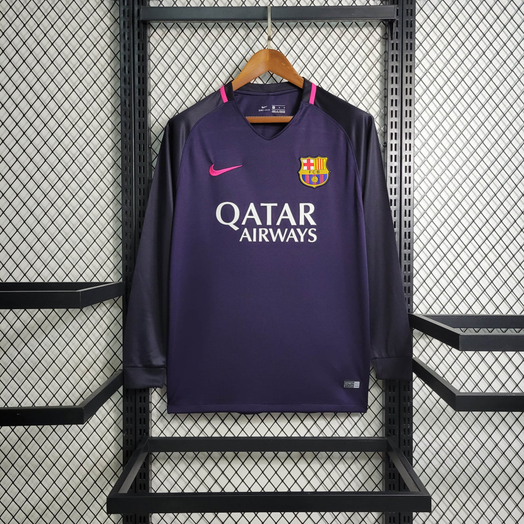 Retro Barcelona 16-17 Away Stadium Long Sleeve Jersey - JerseysGala