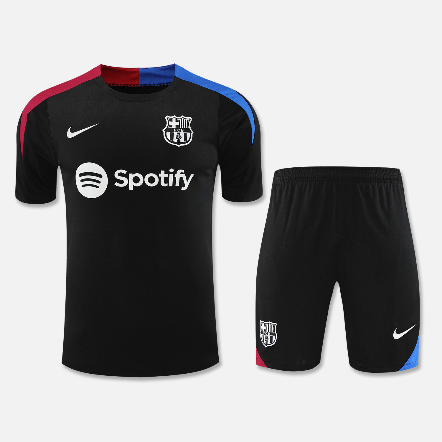 Barcelona 24-25 Short-Sleeve Training Set - Black Top & Shorts - JerseysGala