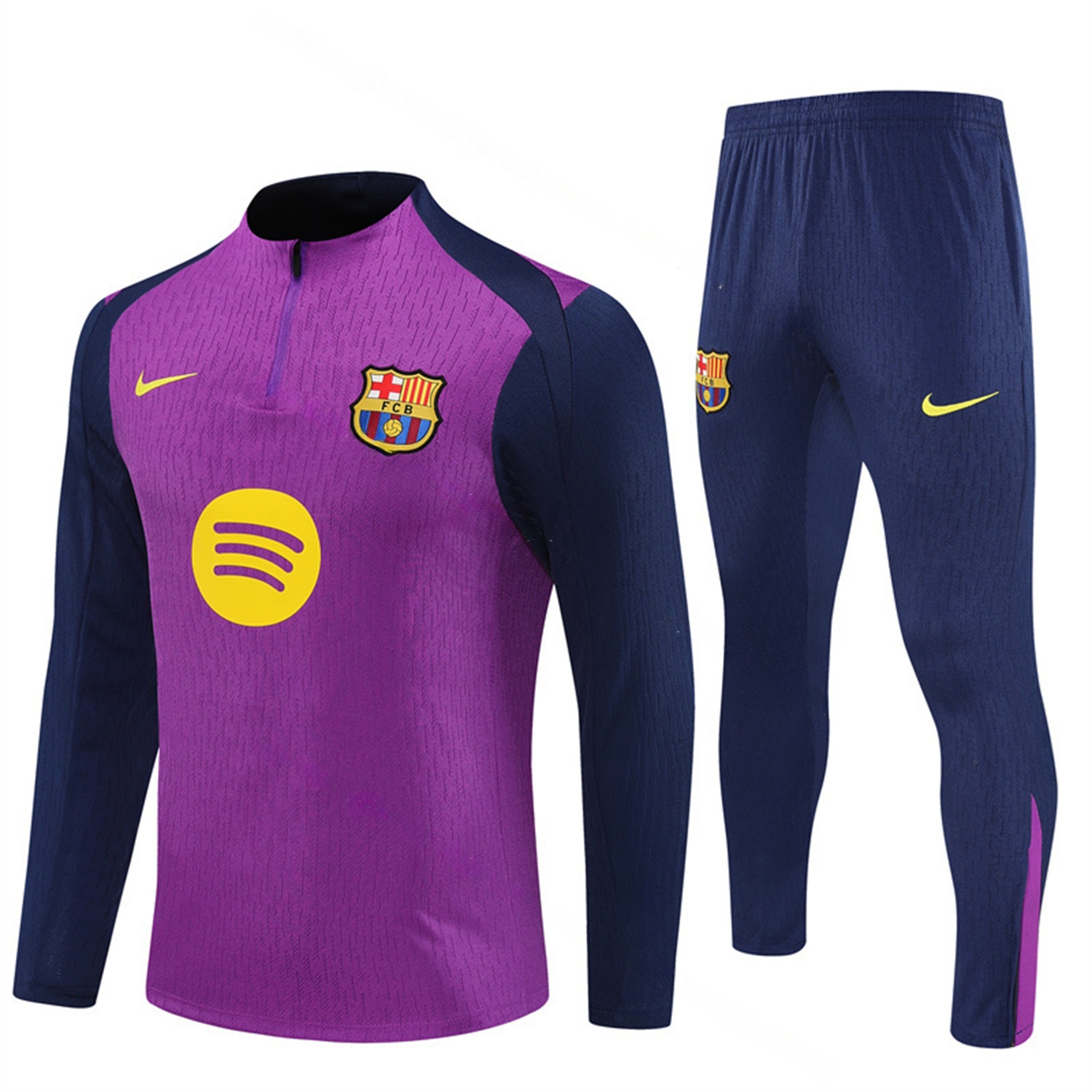 Barcelona 25-26 Long Sleeve Training Set - Purple Top & Deep Blue Pants - JerseysGala