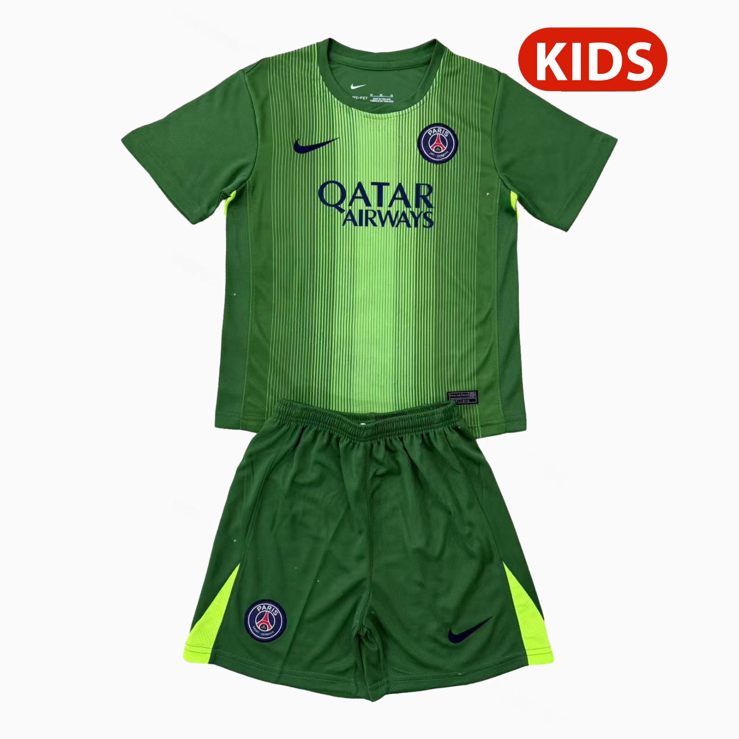 Paris Saint-Germain PSG 25-26 Green Goalkeeper Kids Kit - JerseysGala