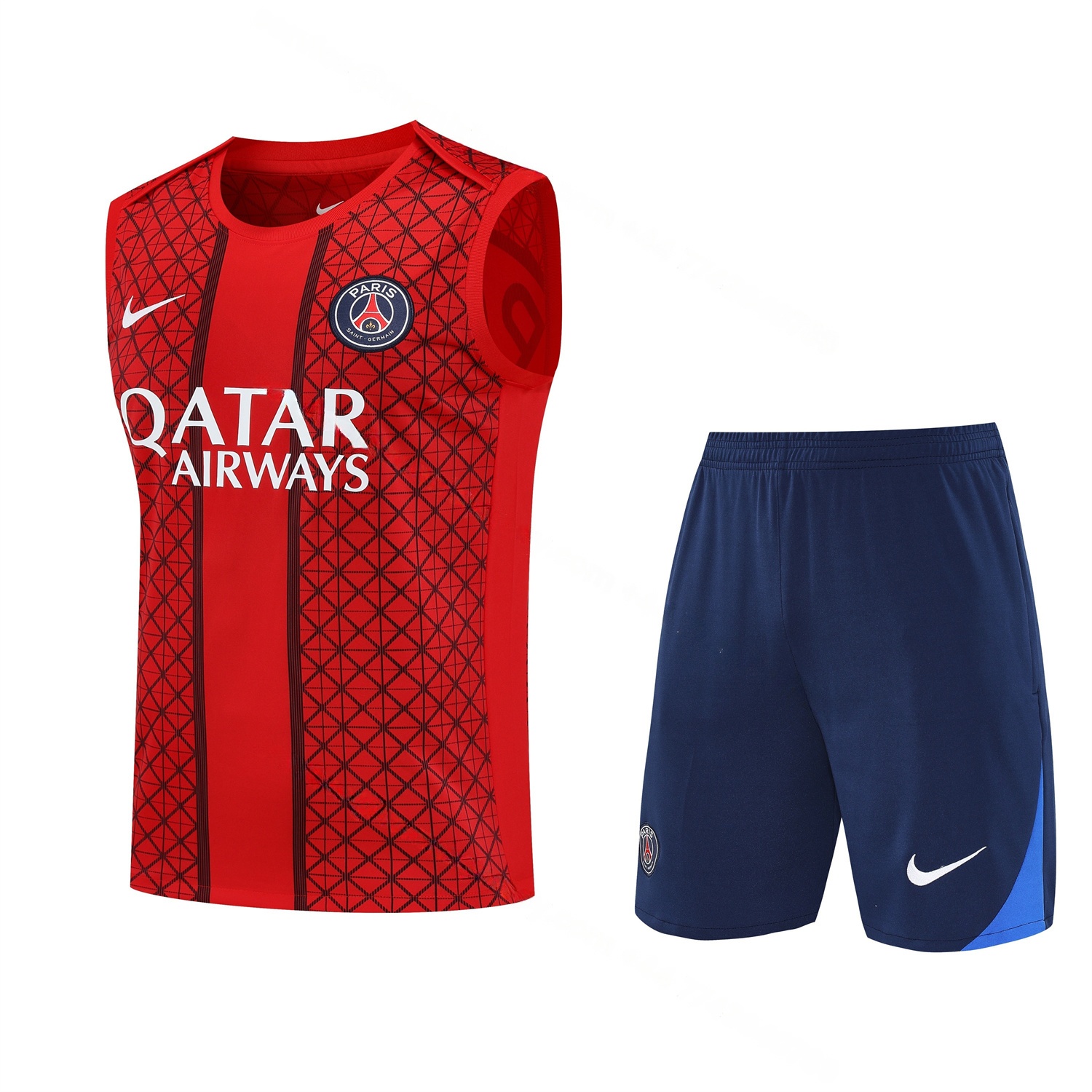Paris Saint-Germain PSG 25-26 Vest Training Set - Red Vest & Deep Blue Shorts - JerseysGala