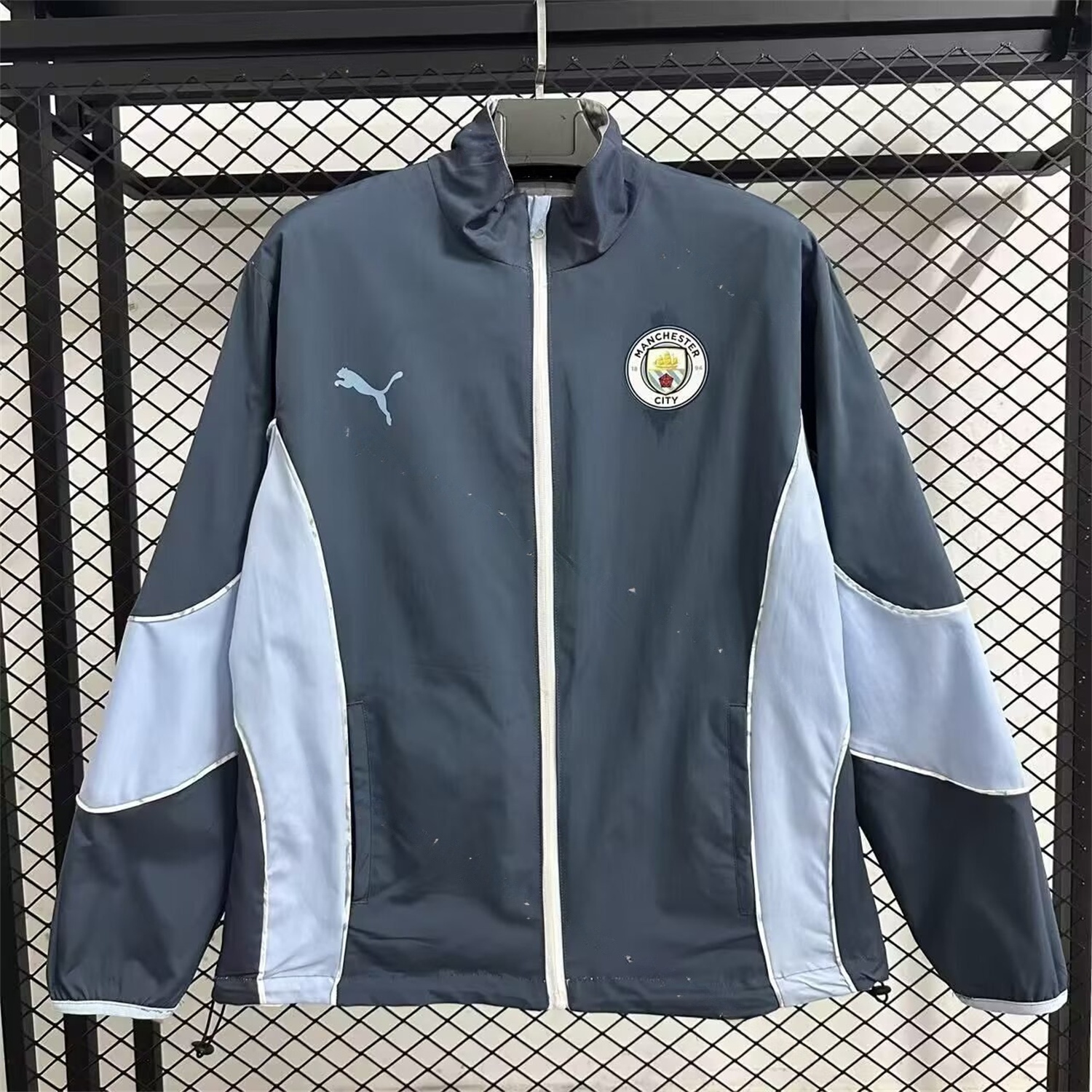 Manchester City 25-26 Double Sided Reversible Windbreaker - Deep Blue & White - JerseysGala