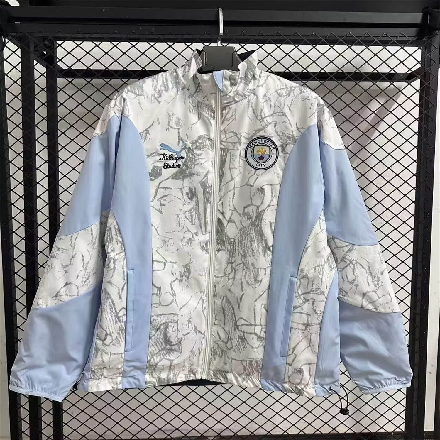 Manchester City 25-26 Double Sided Reversible Windbreaker - Deep Blue & White - JerseysGala
