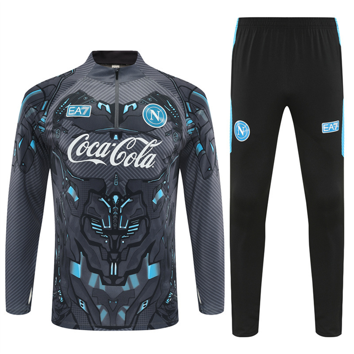 Napoli 25-26 Long Sleeve Training Set - Gray Mecha Top & Black Pants - JerseysGala