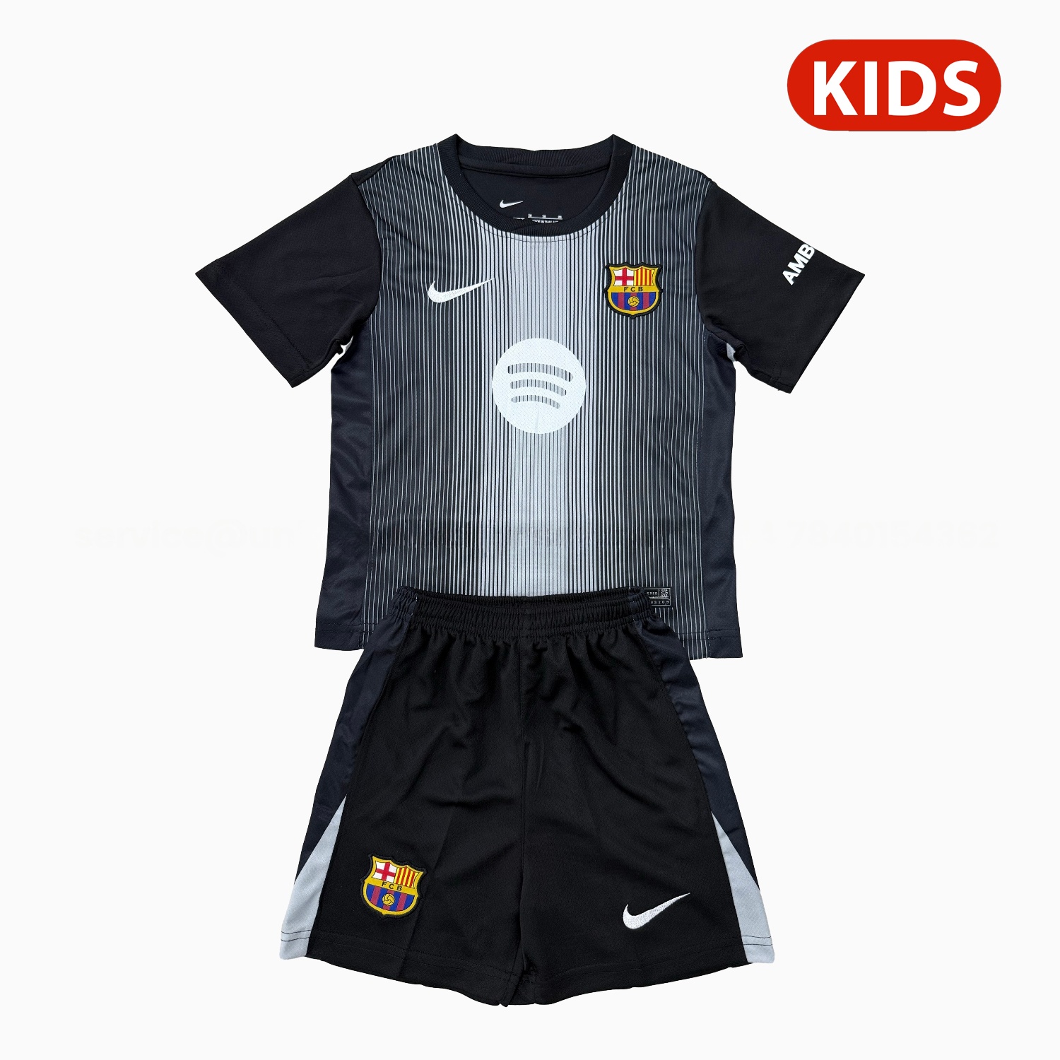 Barcelona 25-26 Black Goalkeeper Kids Kit - JerseysGala