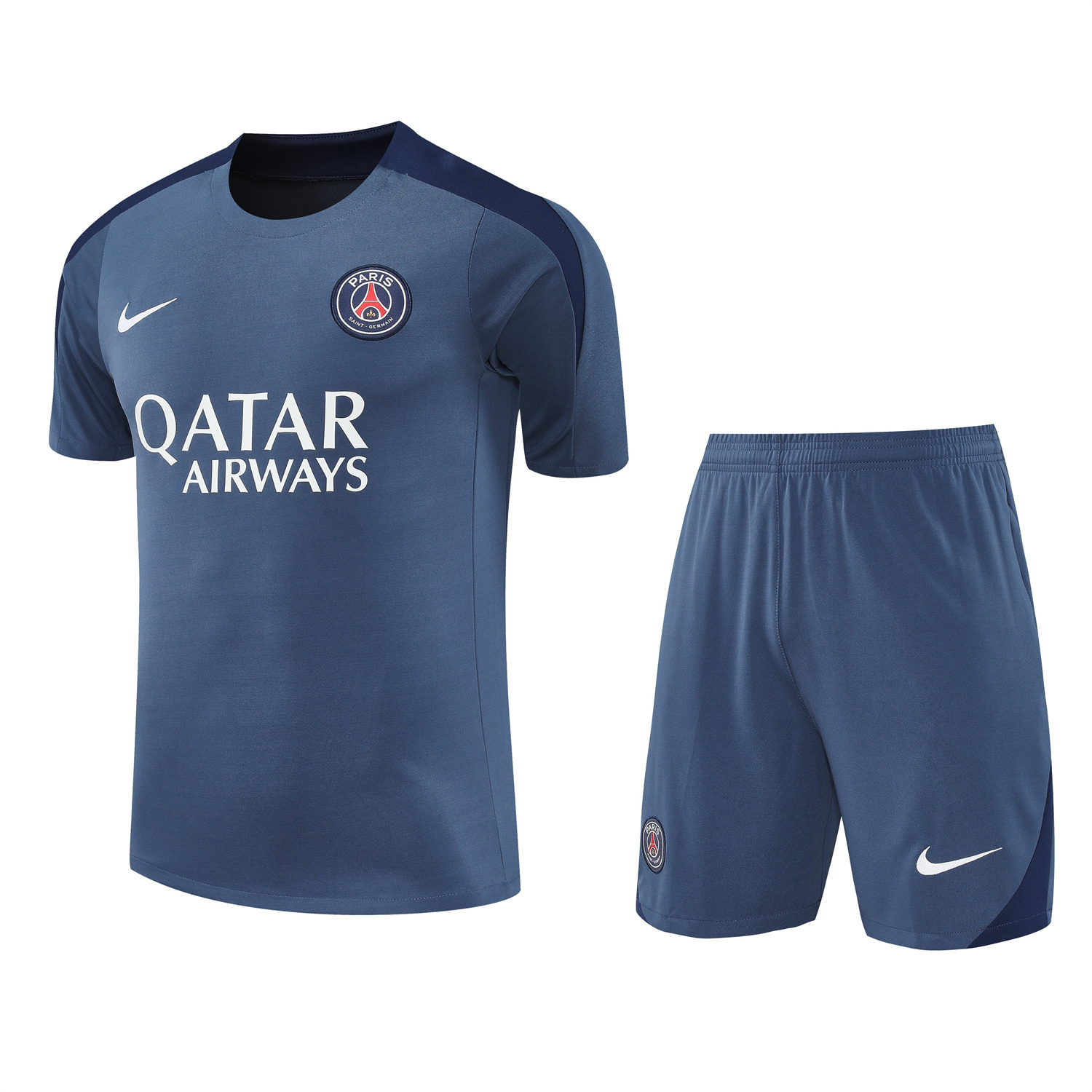 Paris Saint-Germain PSG 25-26 Short-Sleeve Training Set - Deep Blue Top & Deep Blue Shorts - JerseysGala