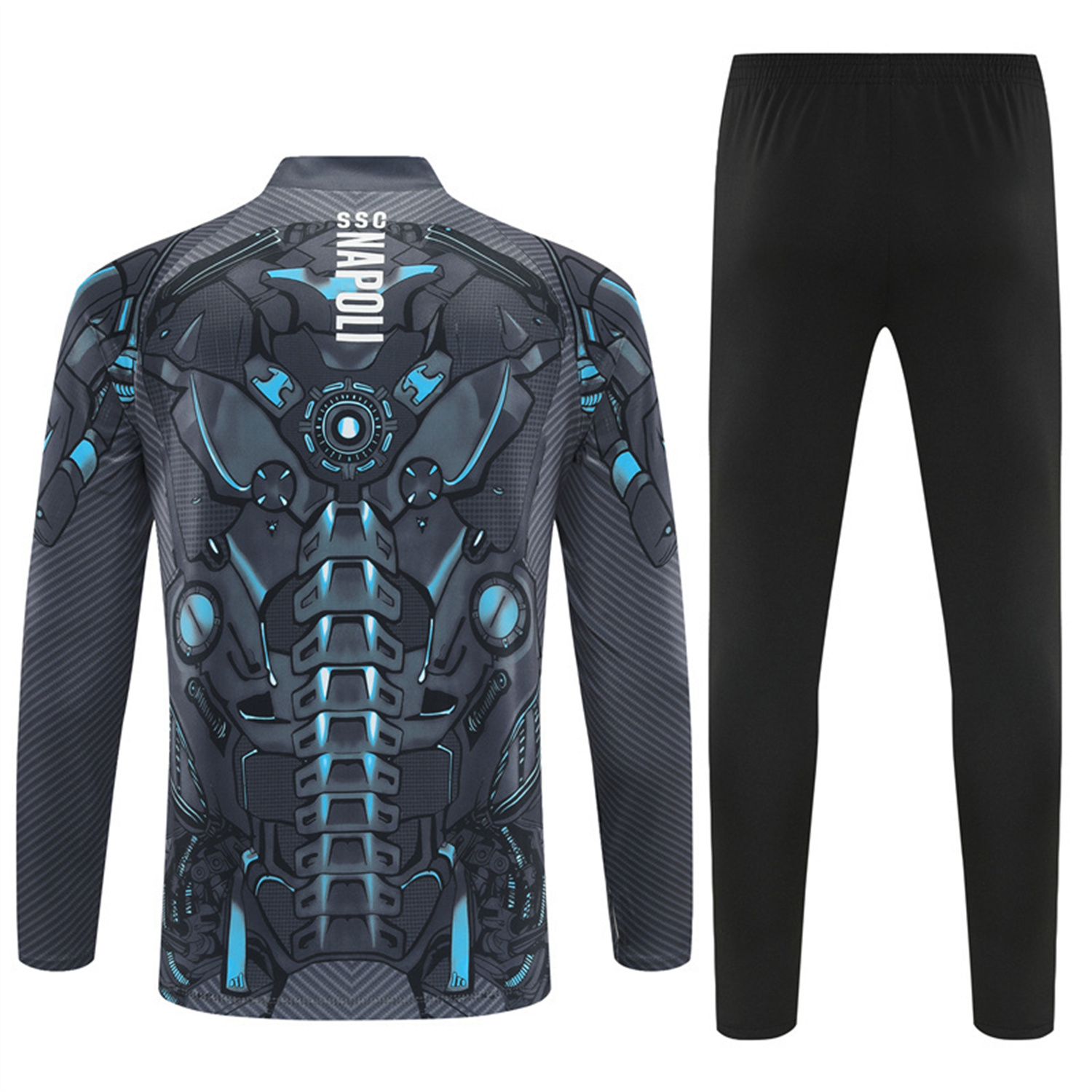 Napoli 25-26 Long Sleeve Training Set - Gray Mecha Top & Black Pants - JerseysGala