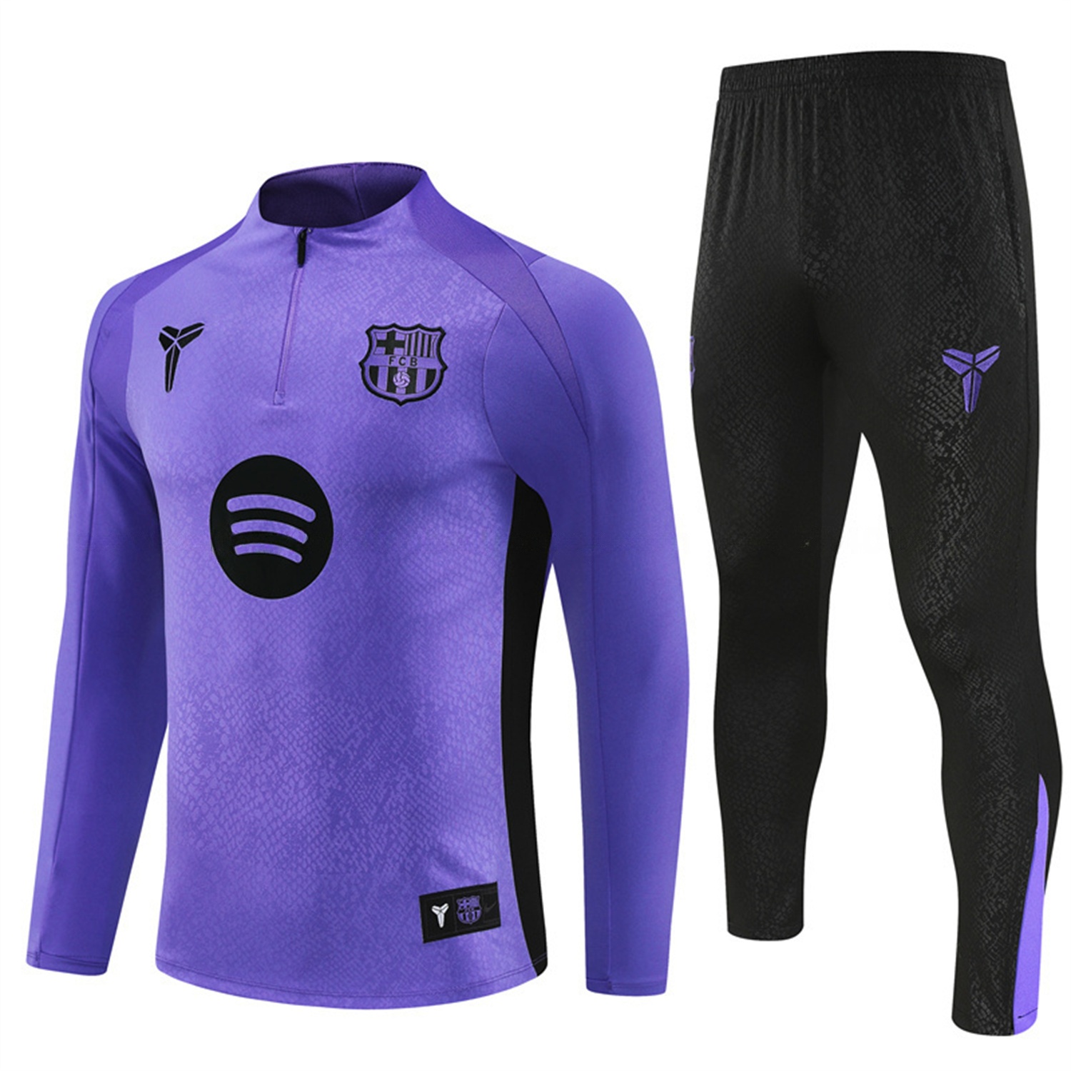 Barcelona 25-26 X KB Long Sleeve Training Set - Purple Top & Black Pants - JerseysGala