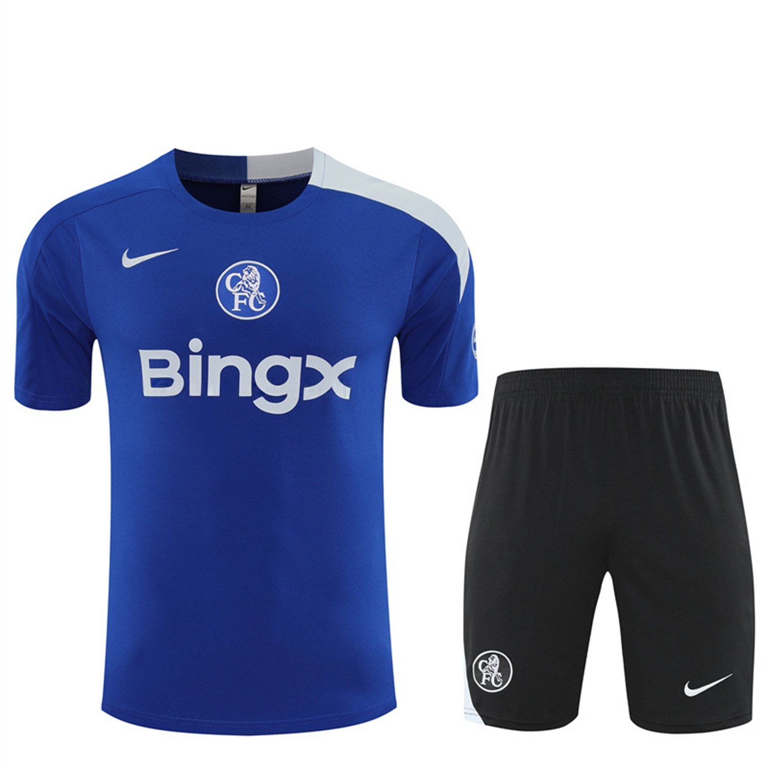 C.H.E.L.S.E.A 25-26 Kids Short-Sleeve Training Set - Blue Top & Black Shorts - JerseysGala