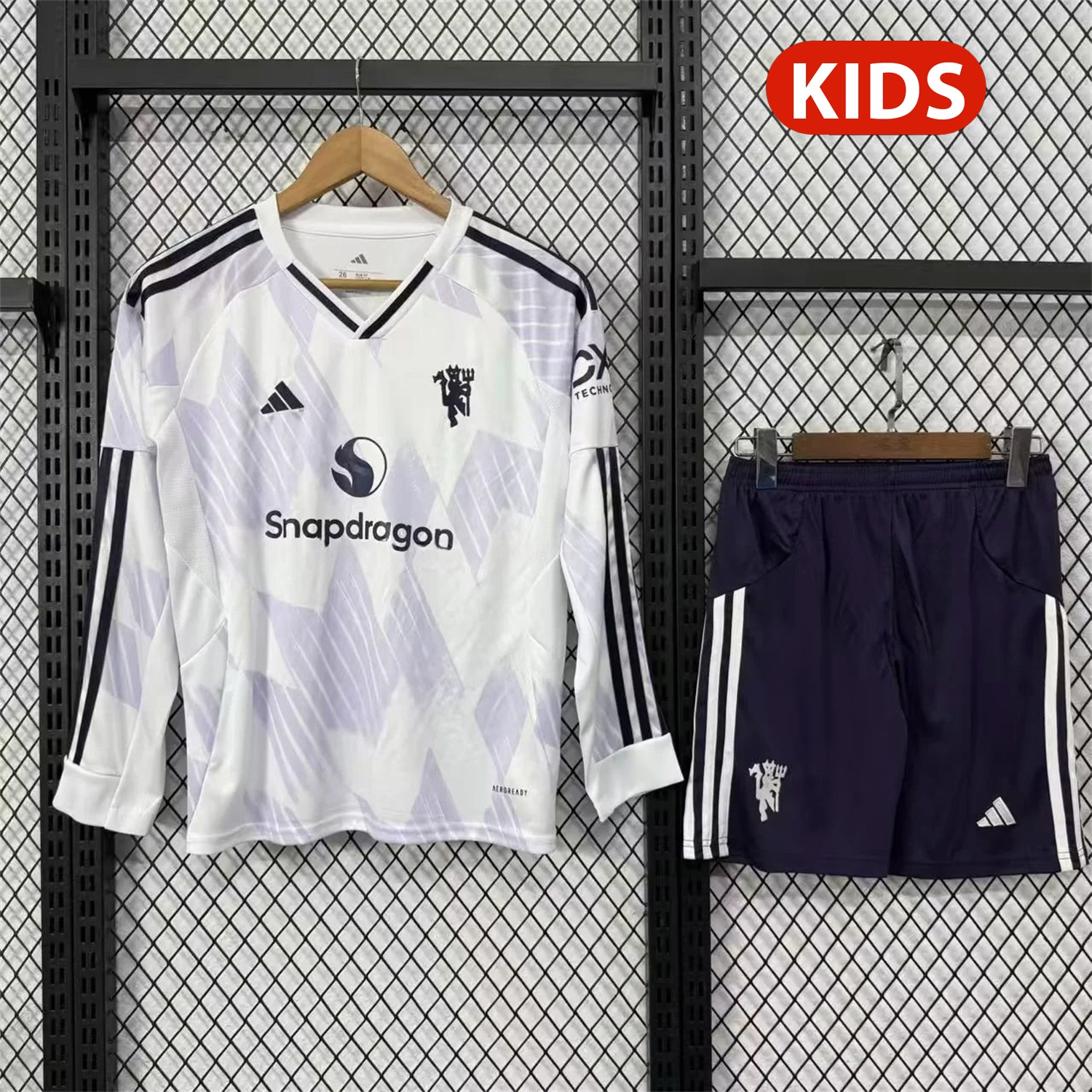 Manchester United 25-26 Away Long Sleeves Kids Kit - JerseysGala