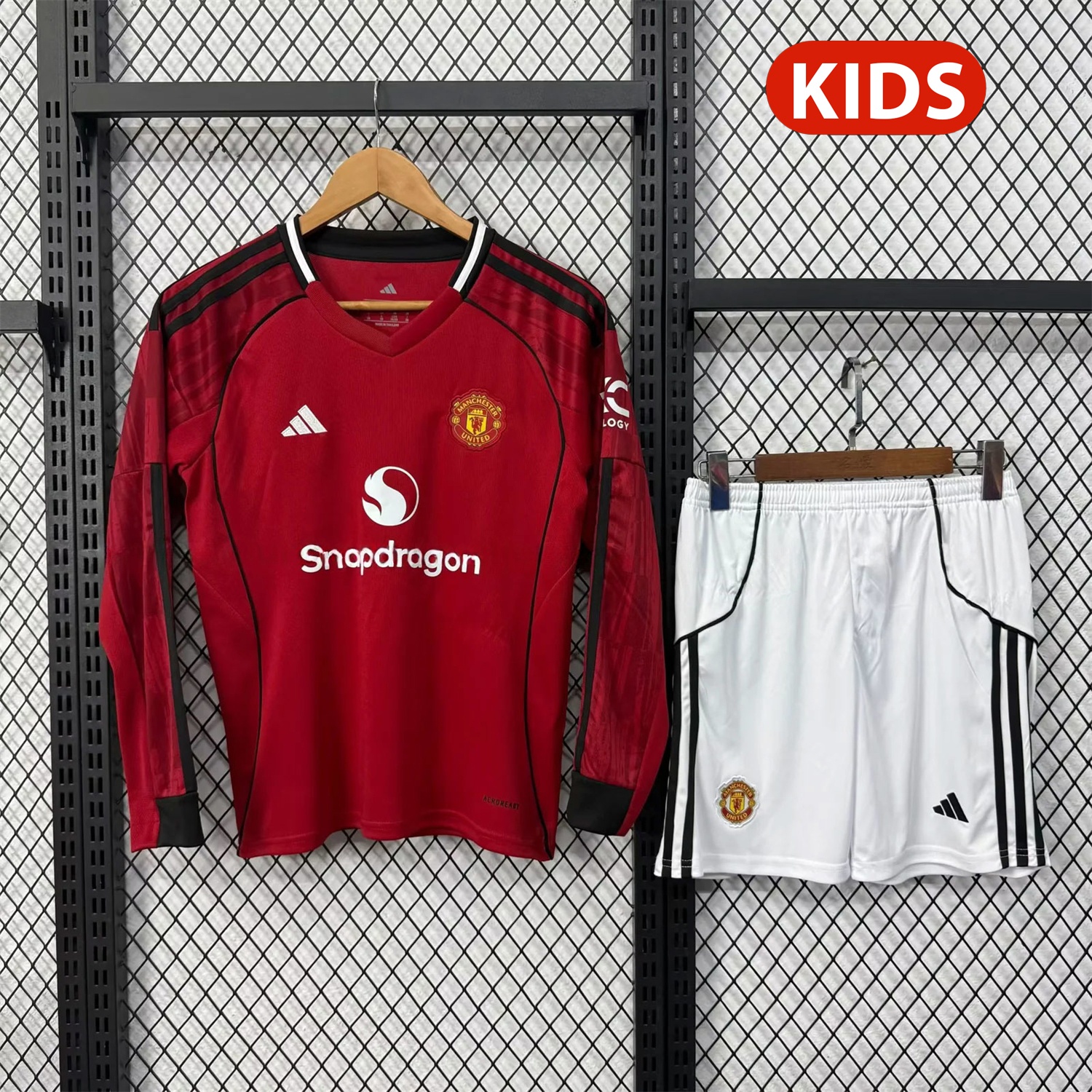 Manchester United 25-26 Home Long Sleeves Kids Kit - JerseysGala