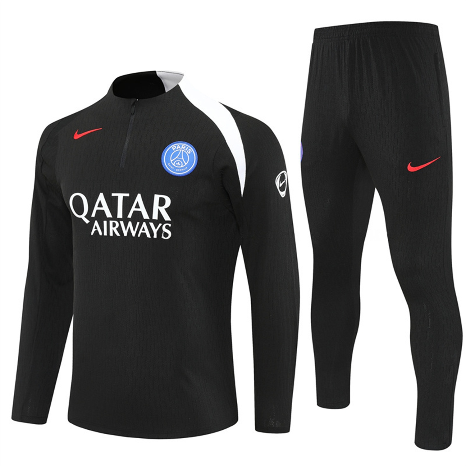 Paris Saint-Germain PSG 25-26 Long Sleeve Training Set - Player Version - Black Top and Black Pants - JerseysGala