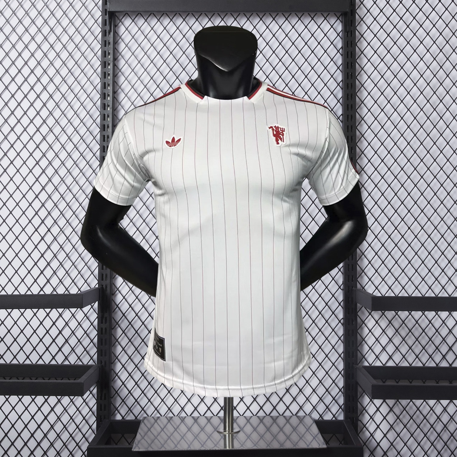 Manchester United 25-26 Trefoil Red Lines White Travel Jersey - Player Version - JerseysGala