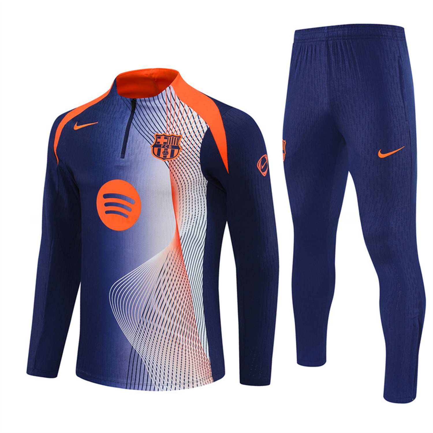 Barcelona 25-26 Long Sleeve Training Set - Red Blue Line Top & Blue Pants - JerseysGala