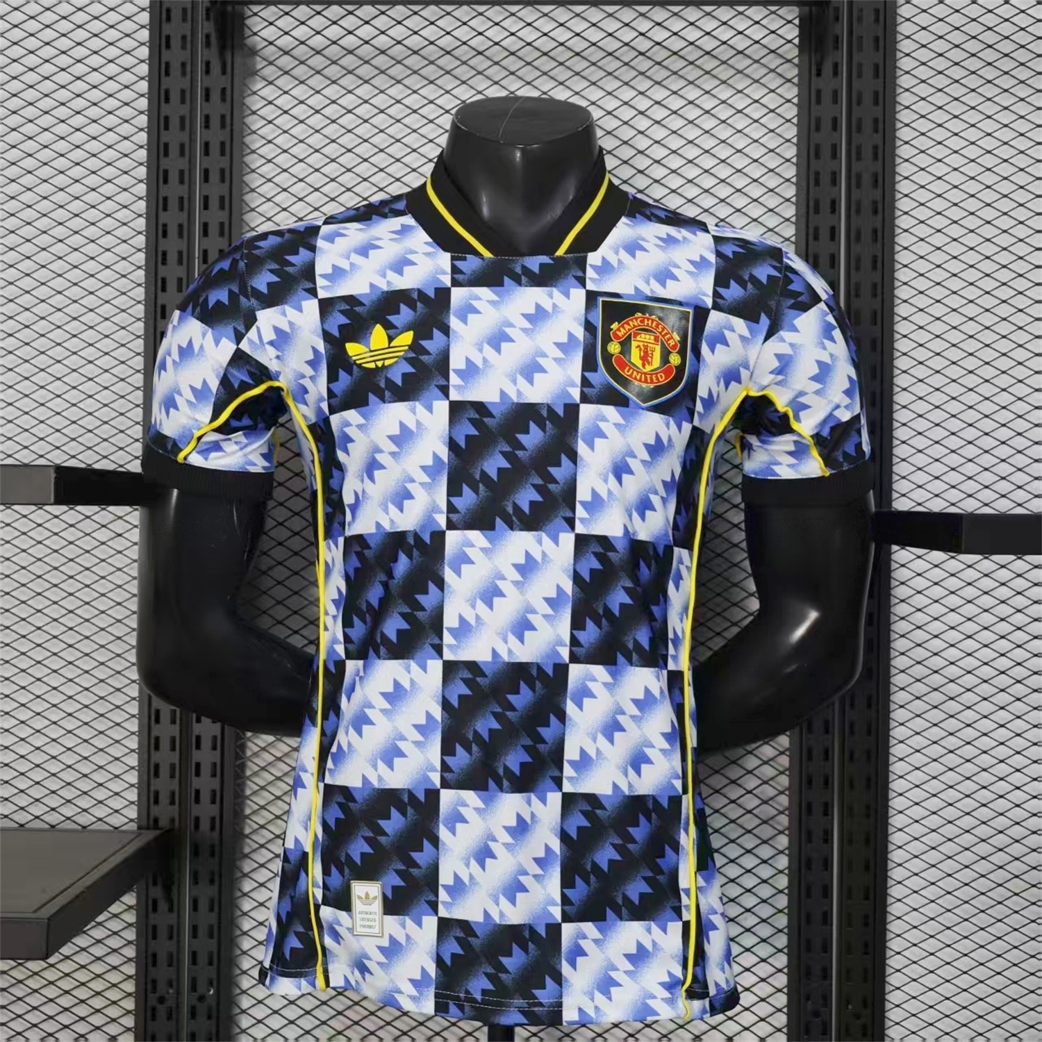Manchester United 25-26 Blue And Black Checkerboard Special Jersey - Player Version - JerseysGala