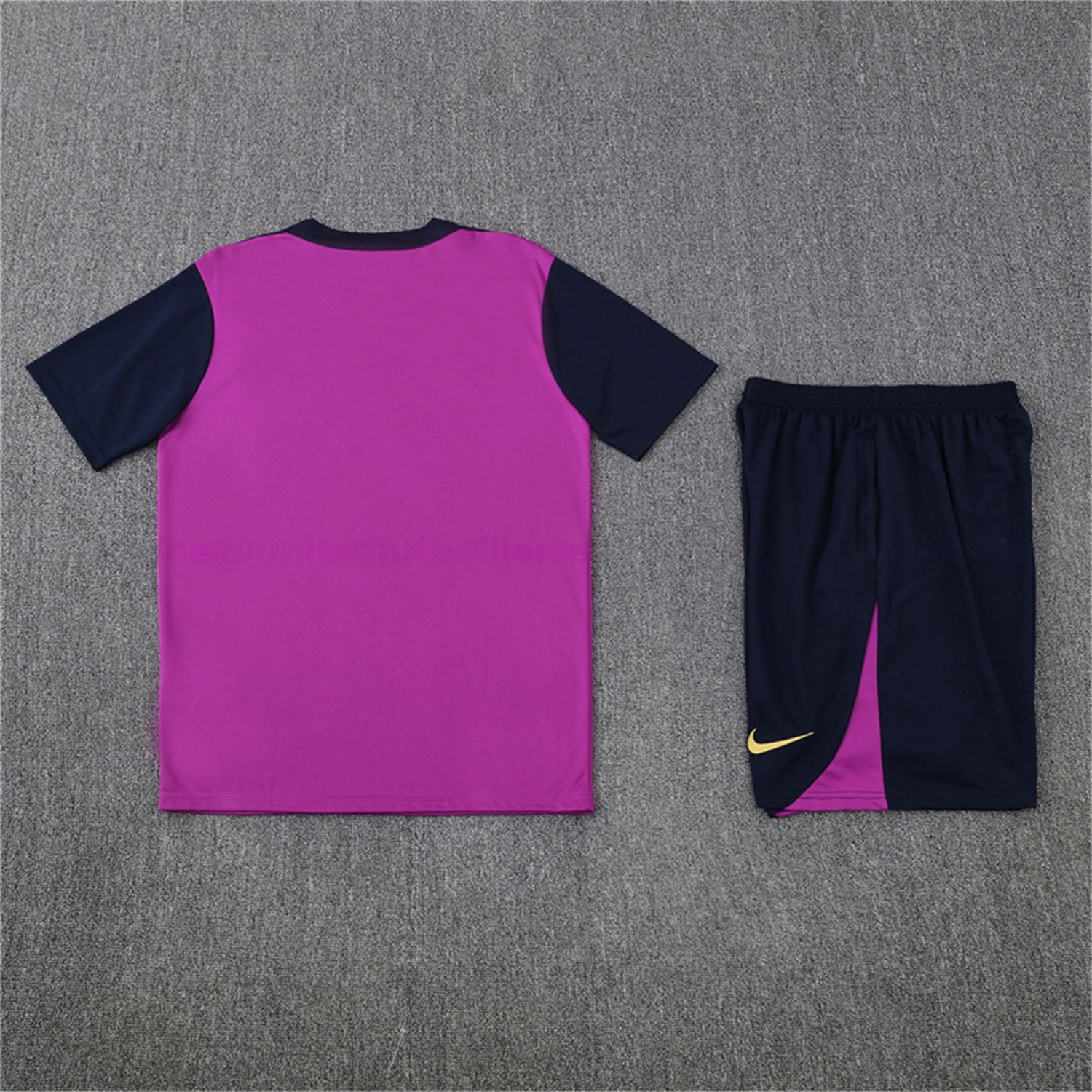 Barcelona 25-26 Kids Short-Sleeve Training Set - Purple Top & Deep Blue Shorts - JerseysGala