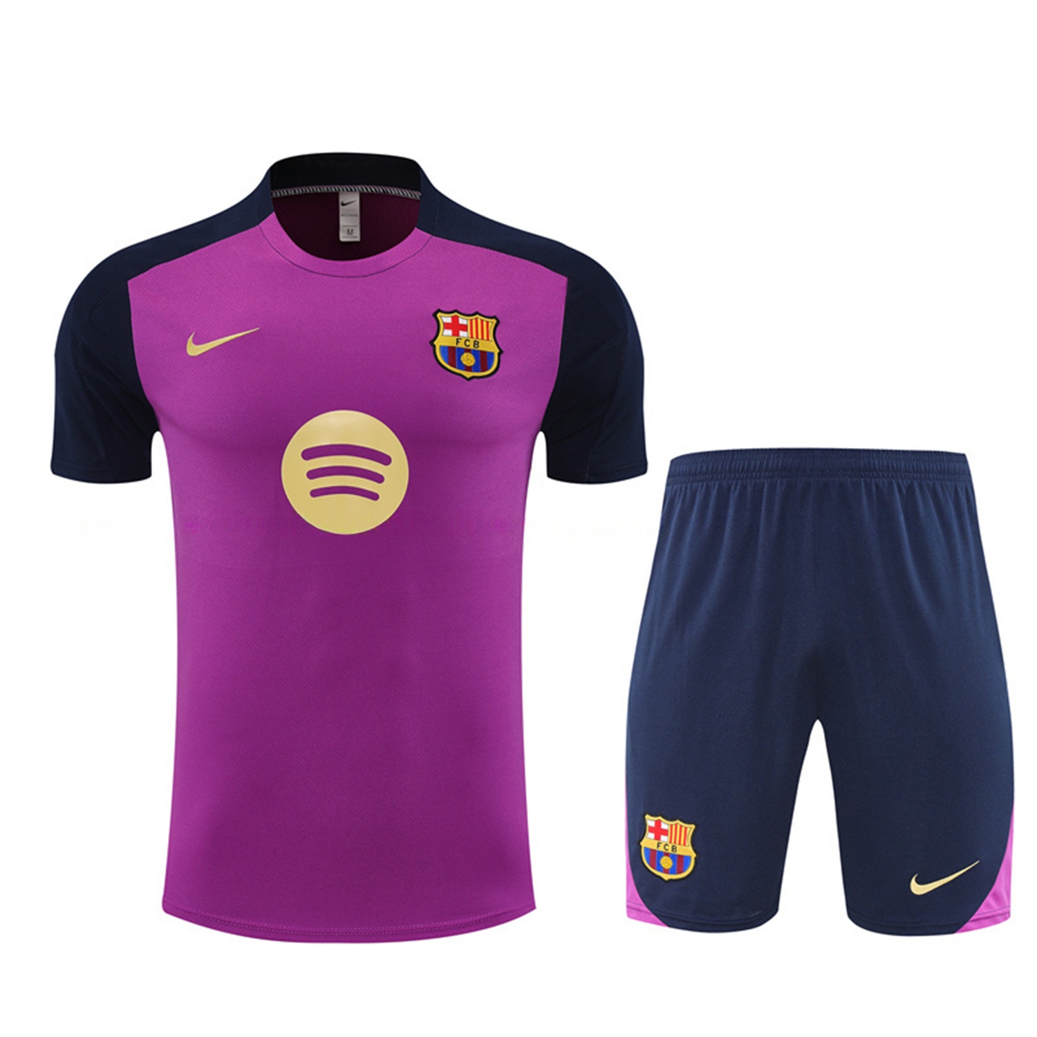 Barcelona 25-26 Short-Sleeve Training Set - Purple Top & Deep Blue Shorts - JerseysGala