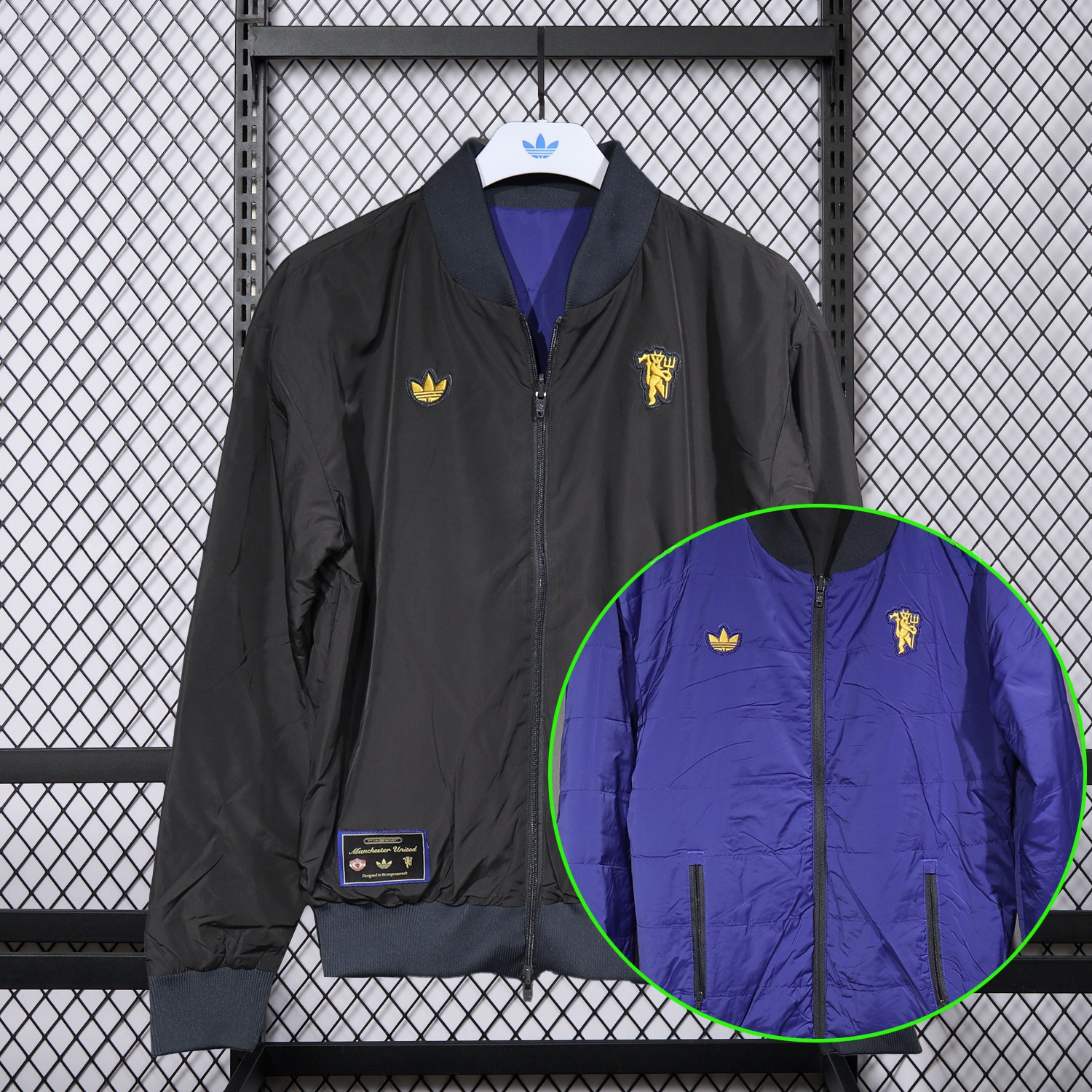 Manchester United 25-26 Double Sided Reversible Windbreaker - Black & Purple - JerseysGala