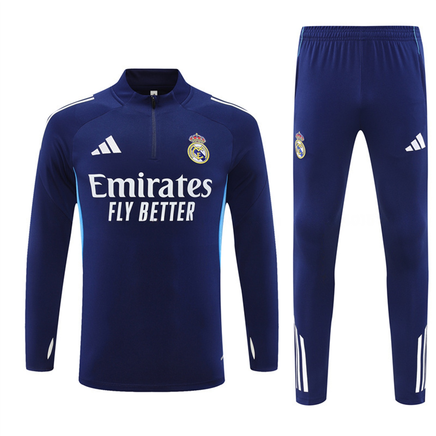 Real Madrid 25-26 Kids Long Sleeve Training Set - Deep Blue Top & Pants - JerseysGala
