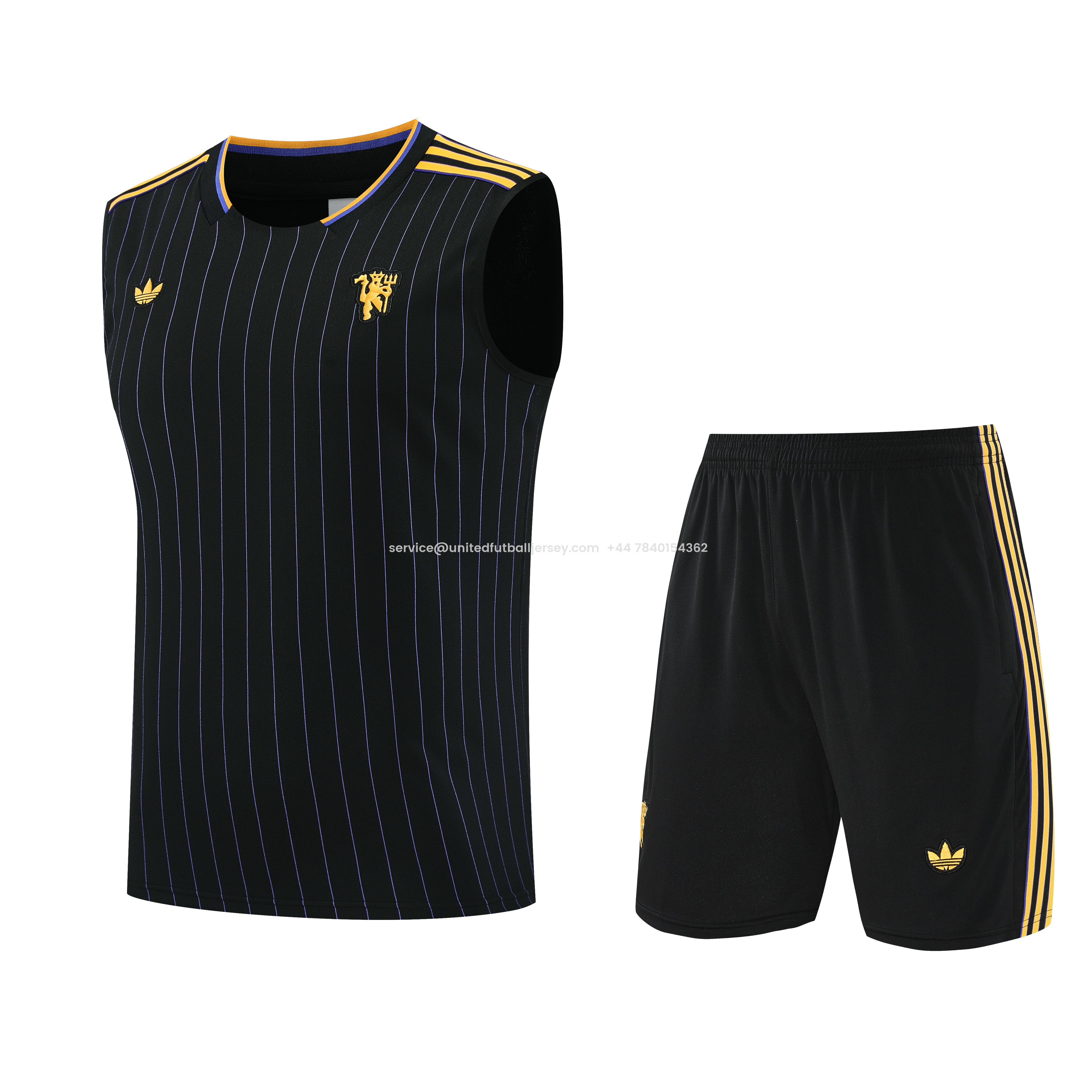 Manchester United 25-26 Vest Training Set - Black Top & Black Shorts - JerseysGala